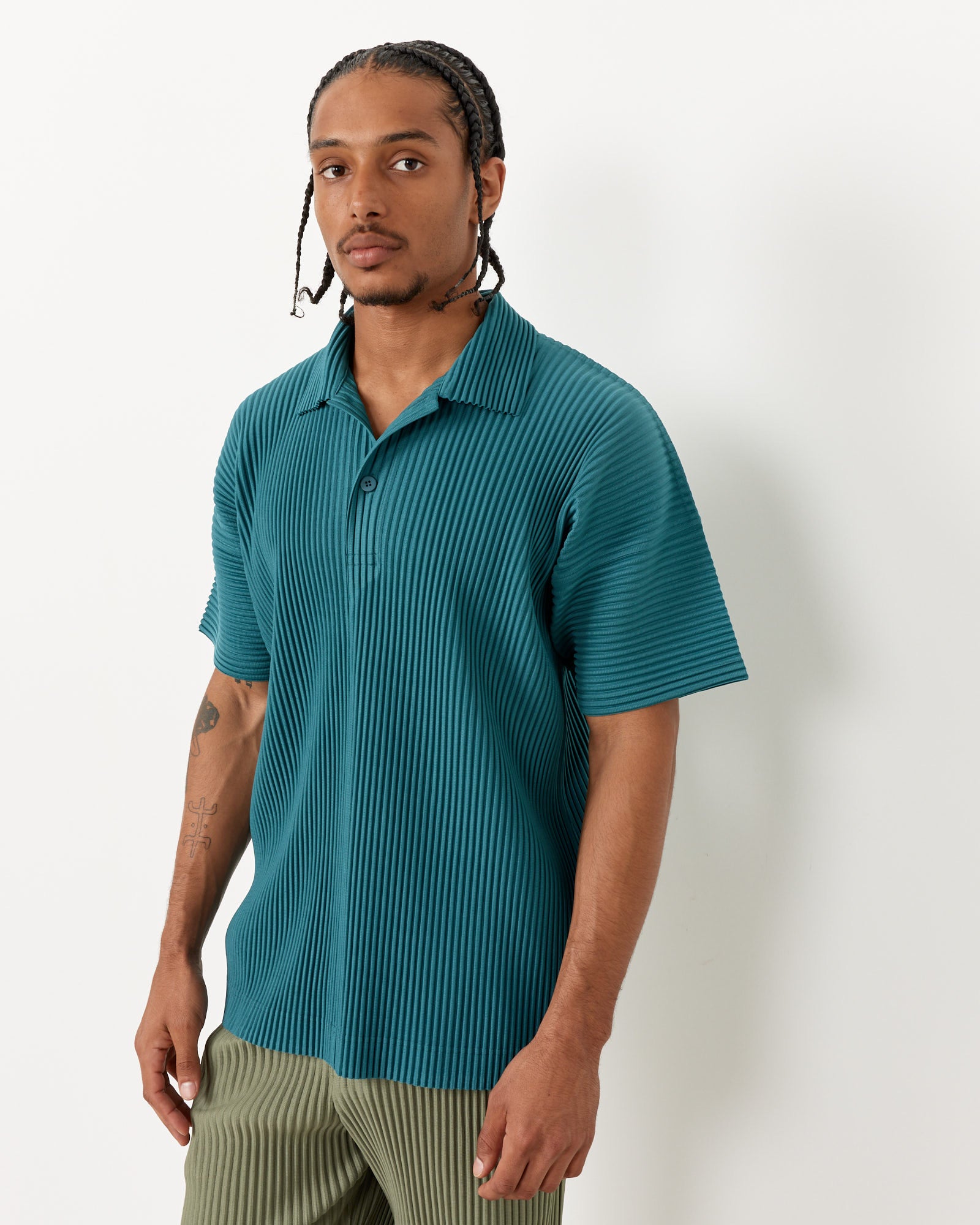 Issey Miyake Homme Plisse MC May Shirt Teal Green - Teal Green / 4 (257040)