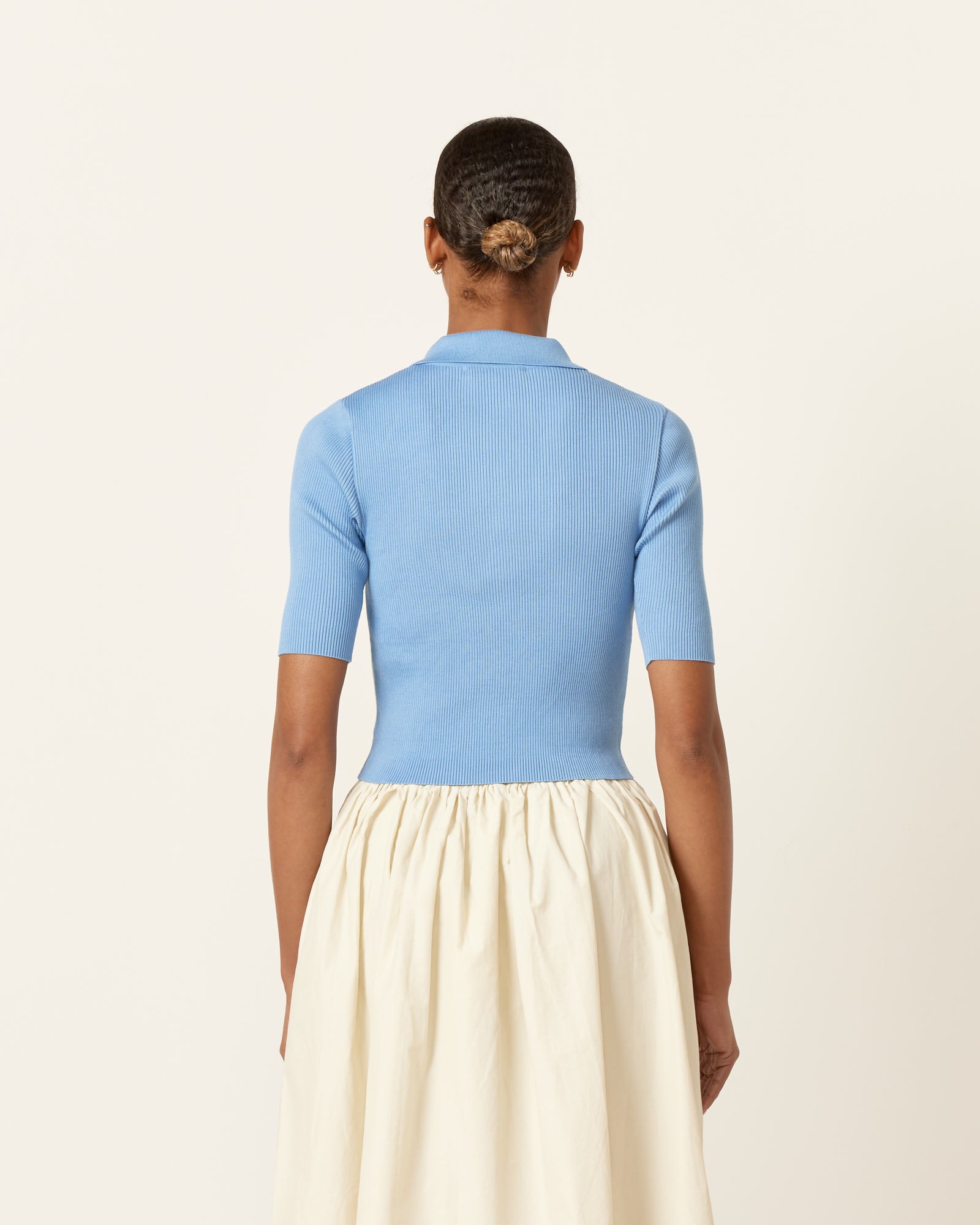 Auralee Rib Knit Polo Light Blue - Light Blue / 0 (257088)