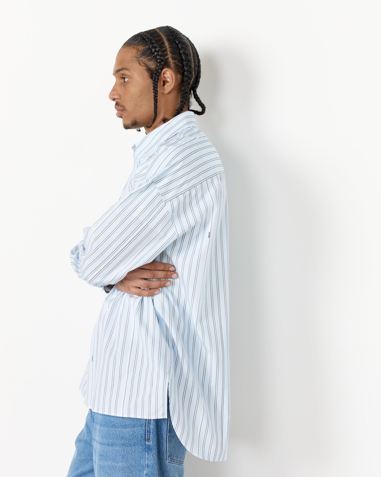 Jacquemus La Chemise Manches Longue Shirt Blue Stripe - Blue Stripe / 48 (257129)