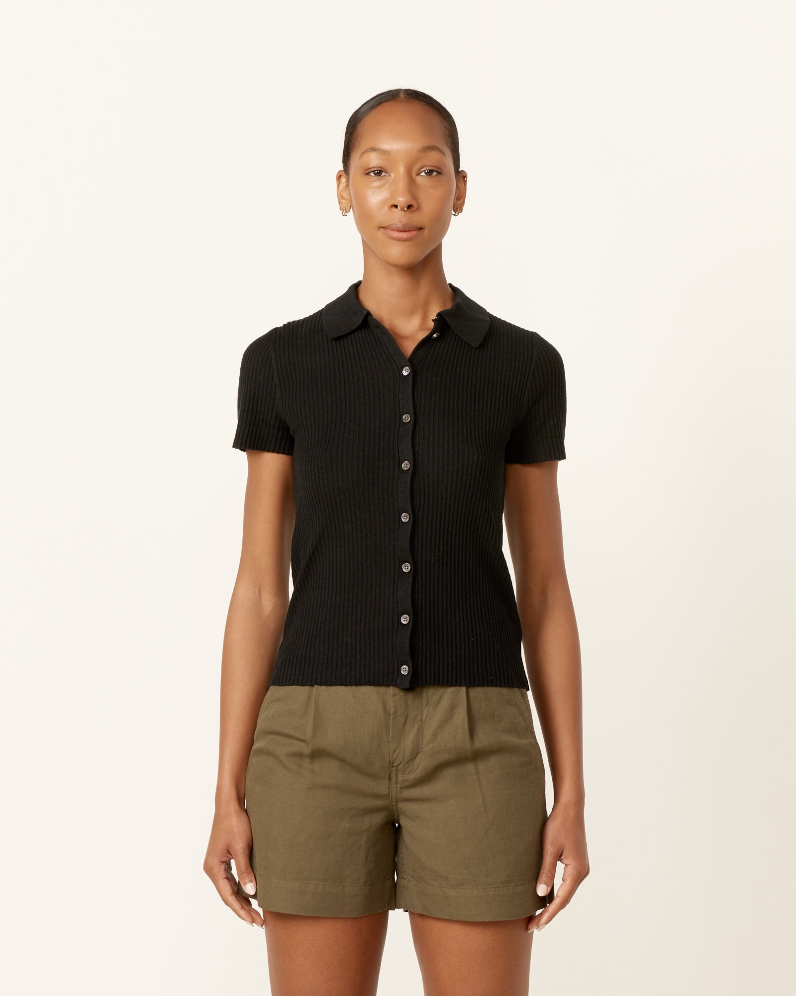 Alex Mill Suzanne S/S Polo Black - Black / XS (257262)