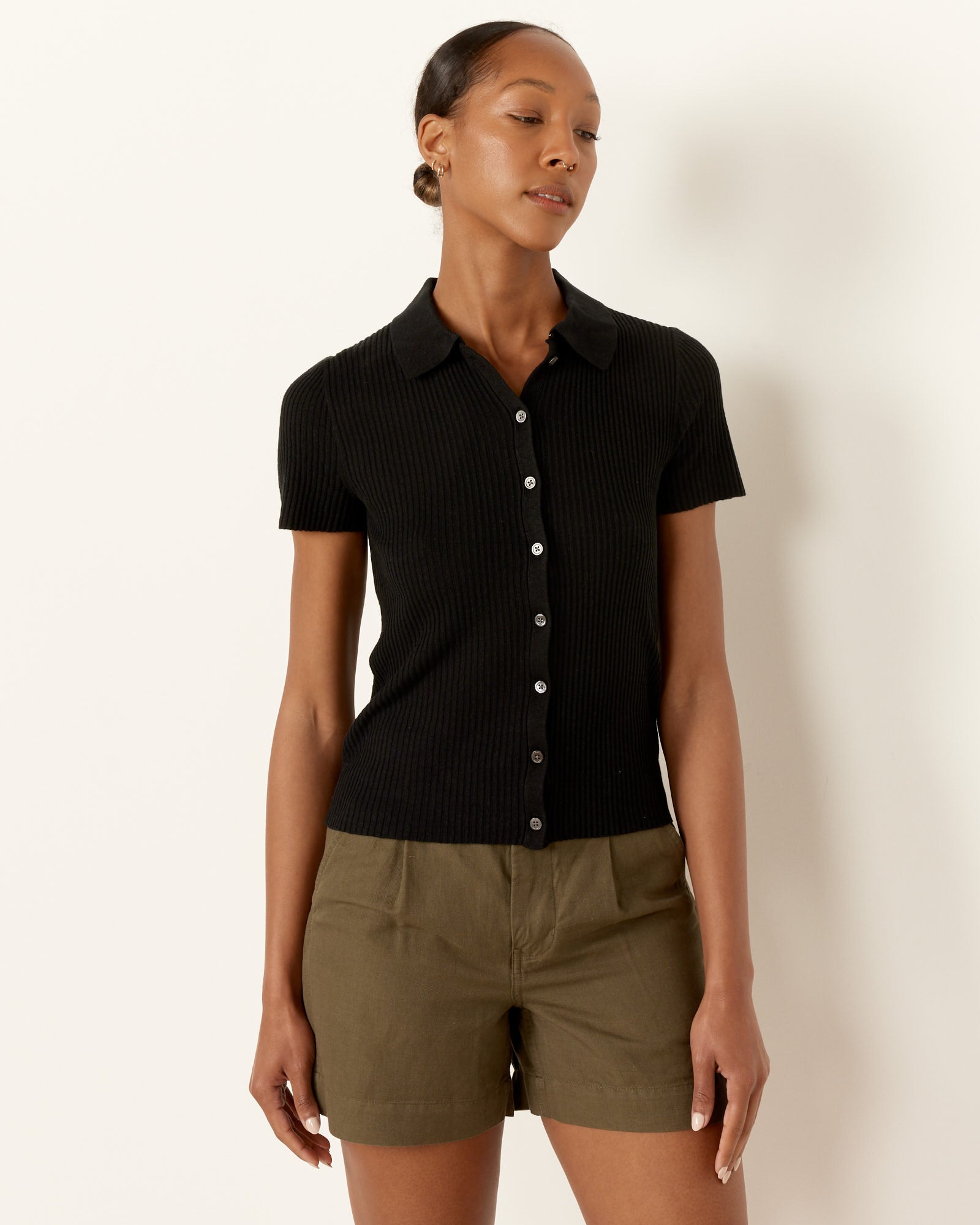 Alex Mill Suzanne S/S Polo Black - Black / XS (257262)