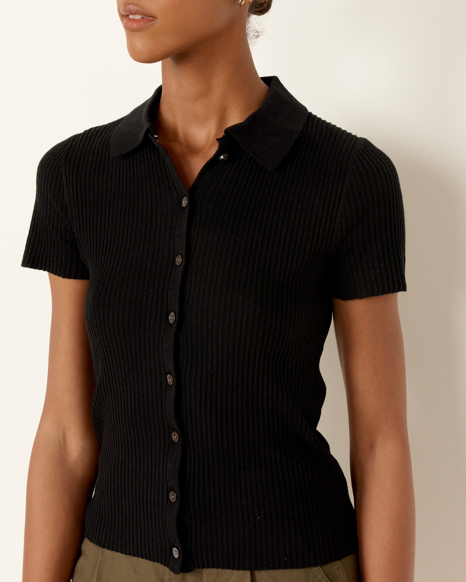 Alex Mill Suzanne S/S Polo Black - Black / XS (257262)