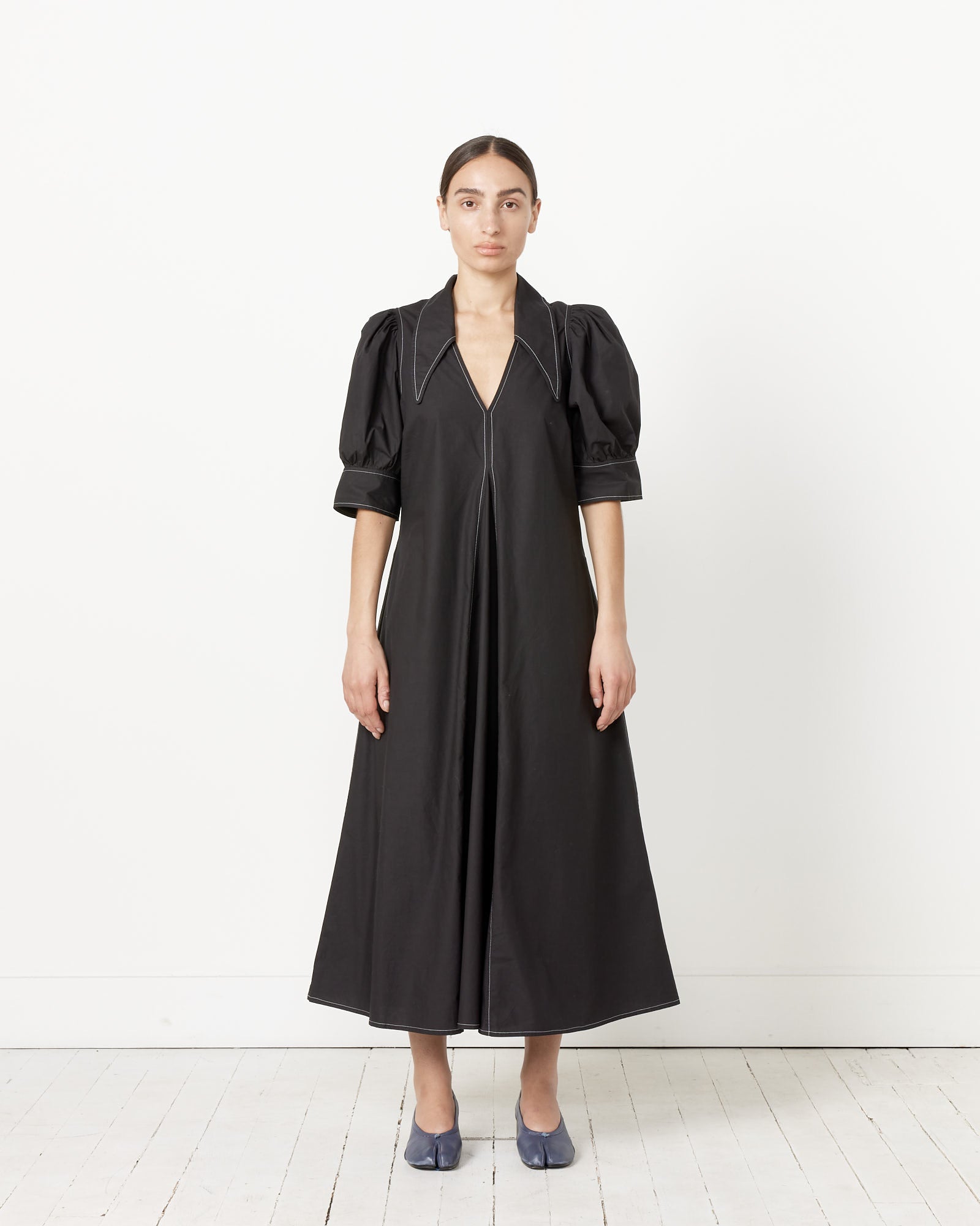 Ganni V-Neck Maxi Dress Black - Black / 34 (257367)