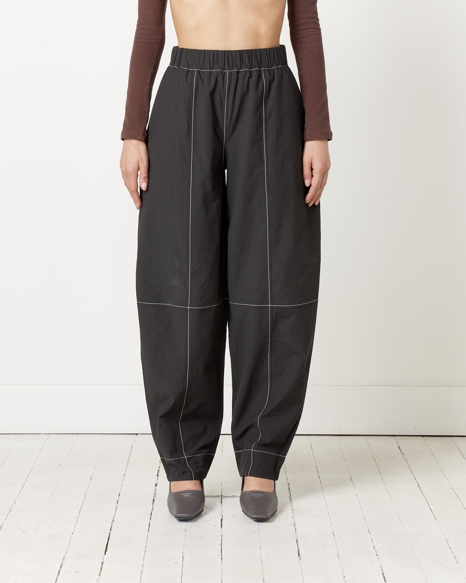 Ganni Elasticated Curve Pant Black - Black / 34 (257371)