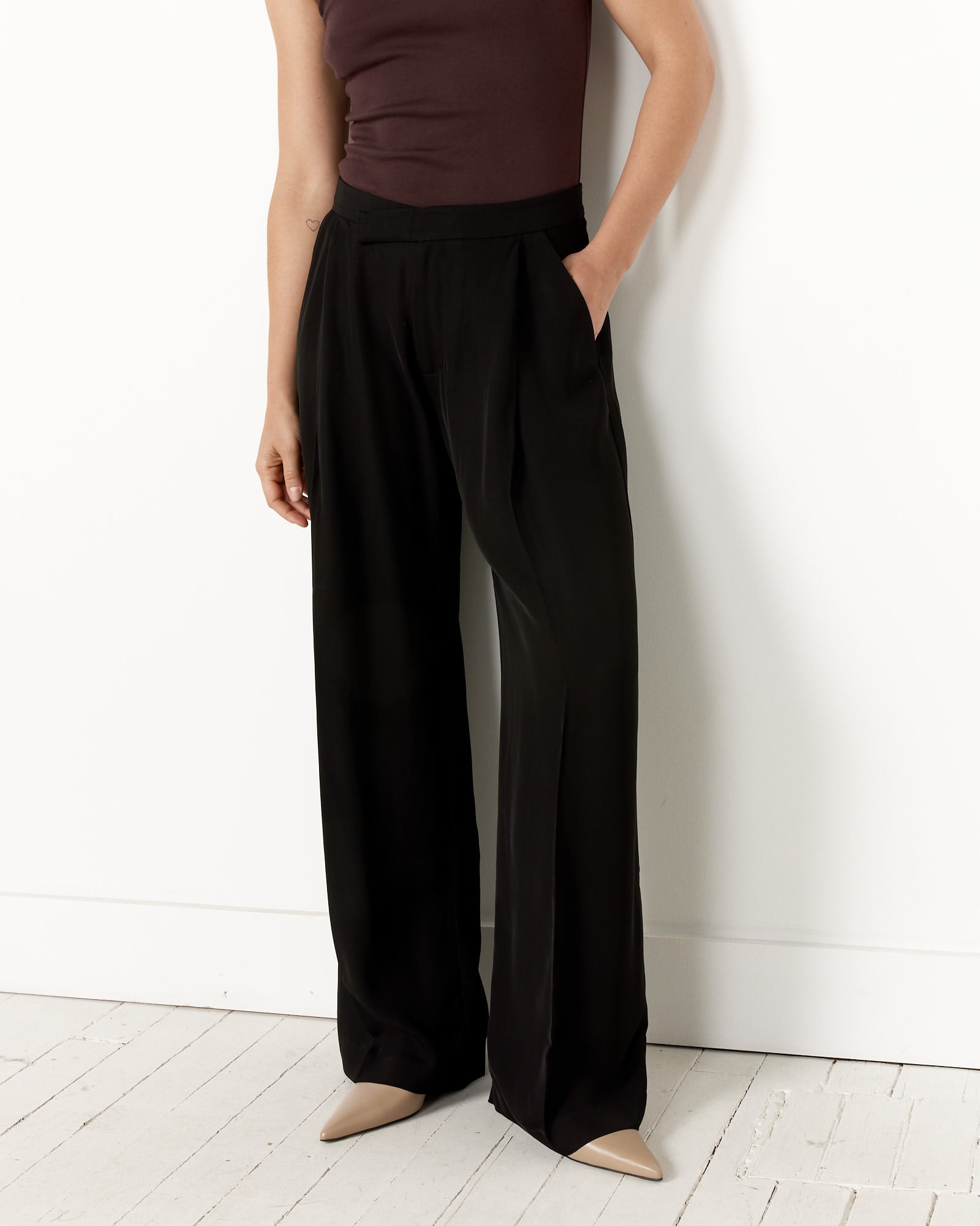 St. Agni Overlap Waist Trousers - Black / S (257612)