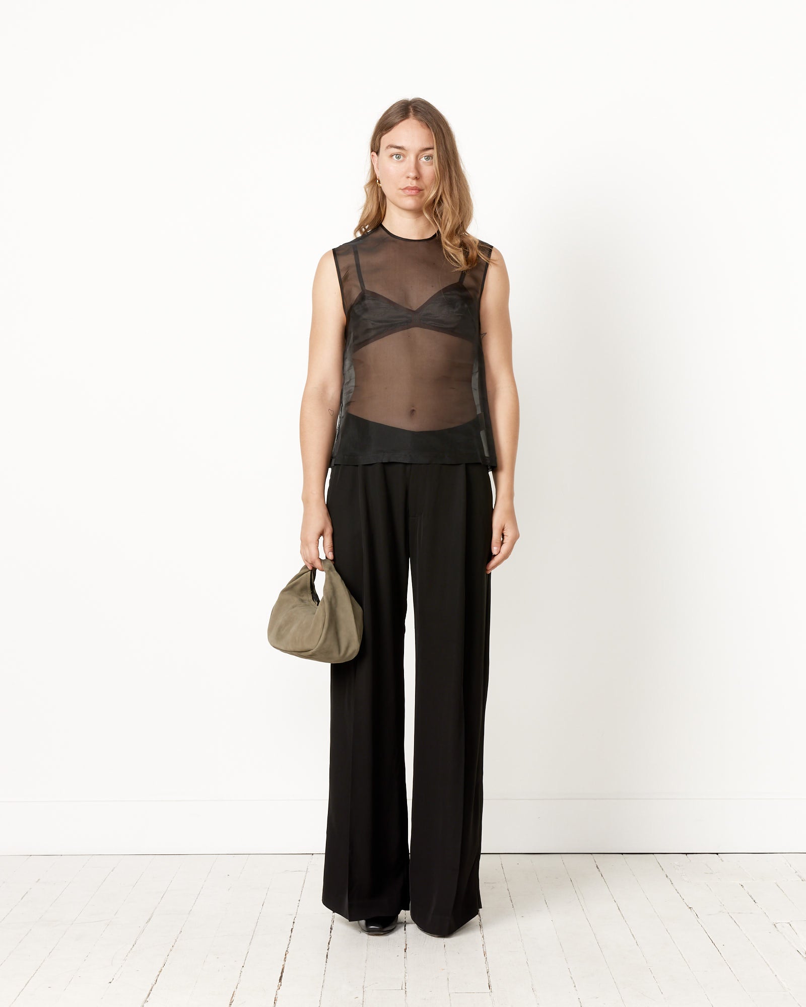 St. Agni Sheer Organza Top - Black / S (257618)