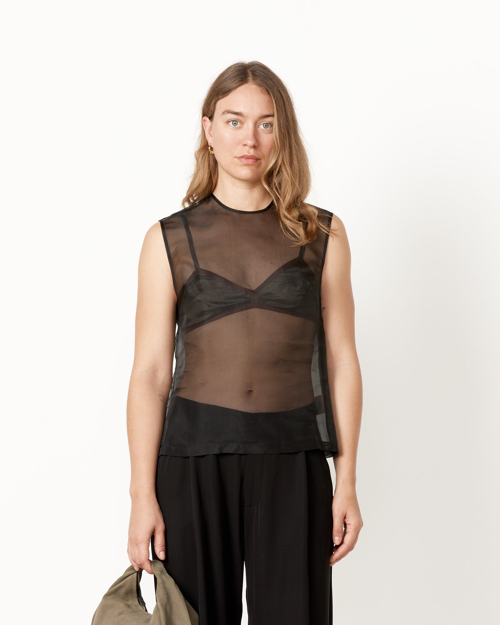 St. Agni Sheer Organza Top - Black / S (257618)