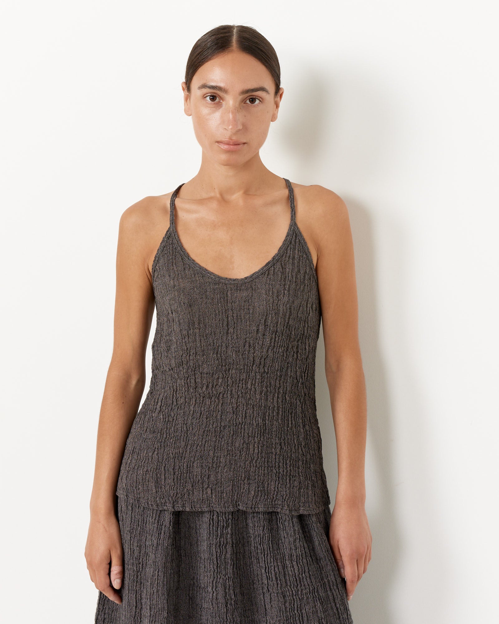 Black Crane Textured Camisole Grey Navy - Grey Navy / XS (257785)