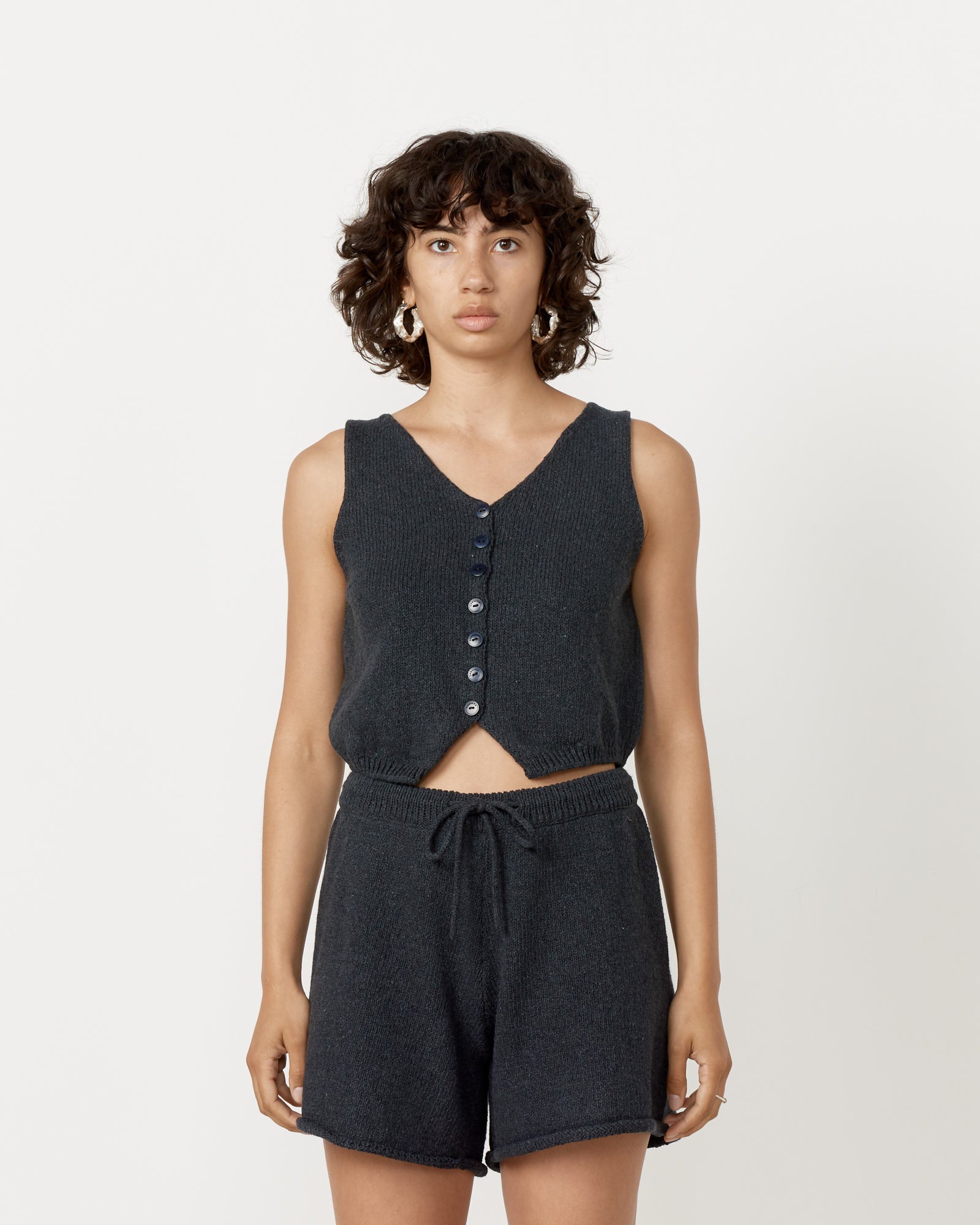 Cordera Heather Cotton Waistcoat - Charcoal / OS (257947)