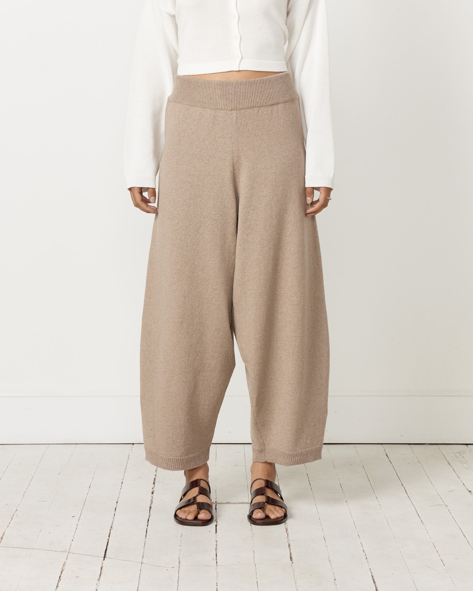 Cordera Cotton Knitted Pants - Taupe / OS (257948)