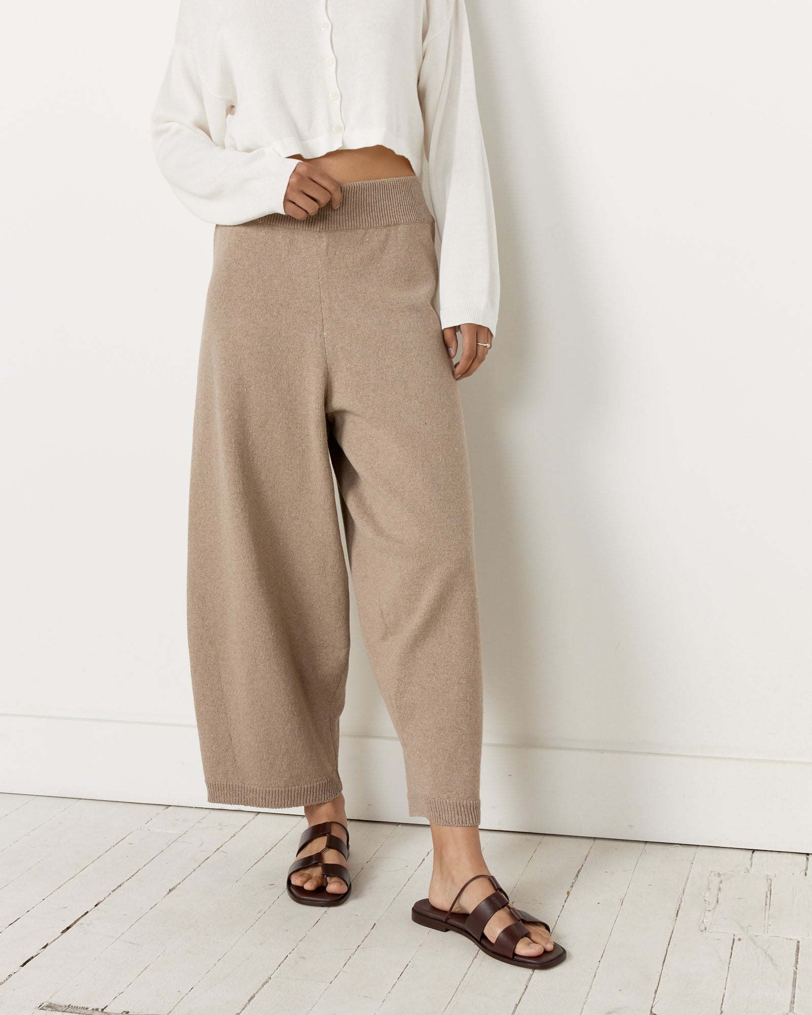 Cordera Cotton Knitted Pants - Taupe / OS (257948)