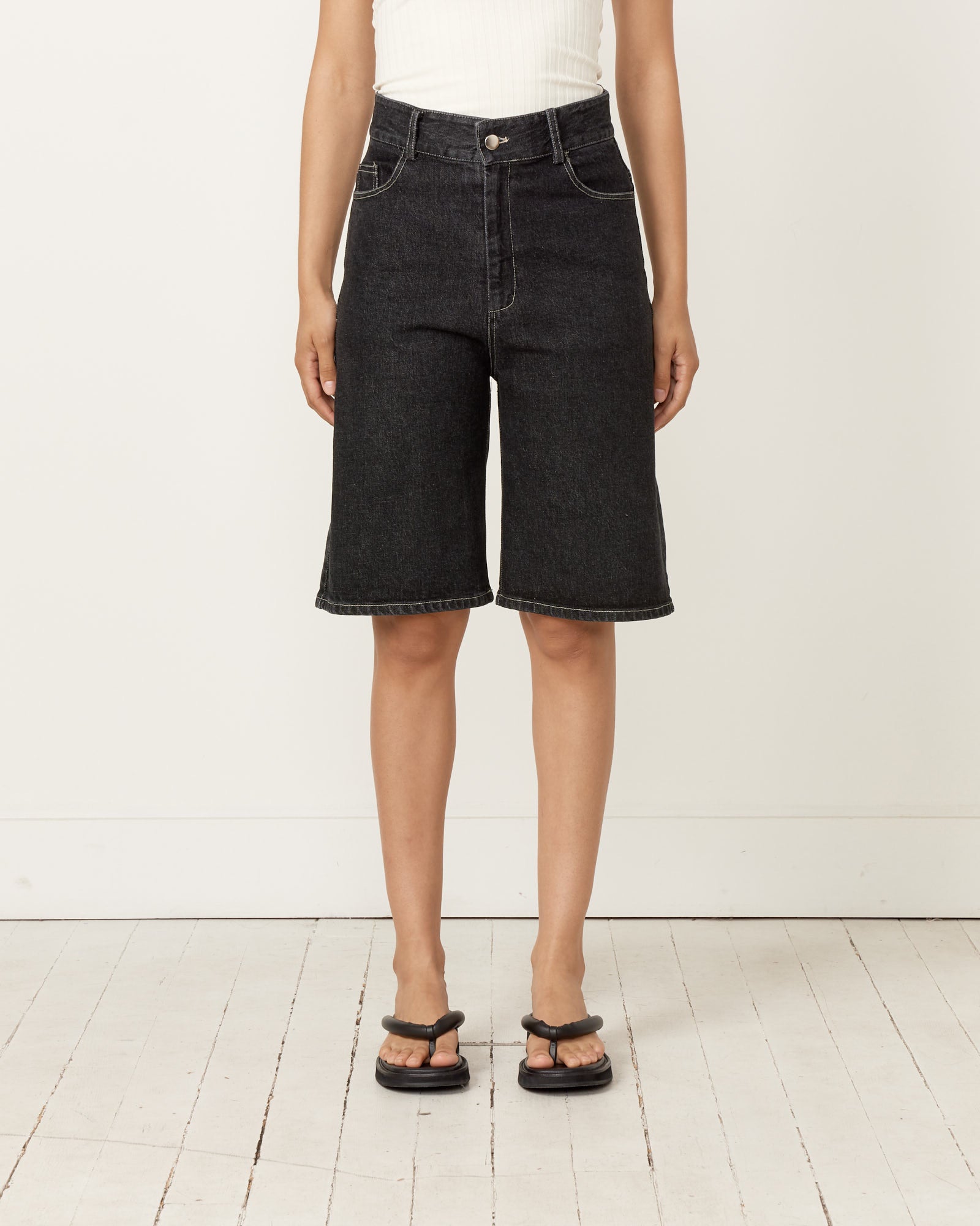 NOMIA Stonewash Denim Shorts Black - Black / 26 (258012)