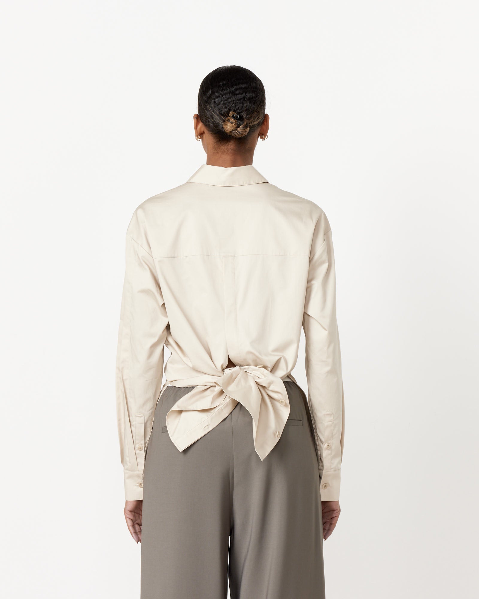 Tibi Tucked Sleeve Shirt Light Stone - Light Stone / XS (258042)