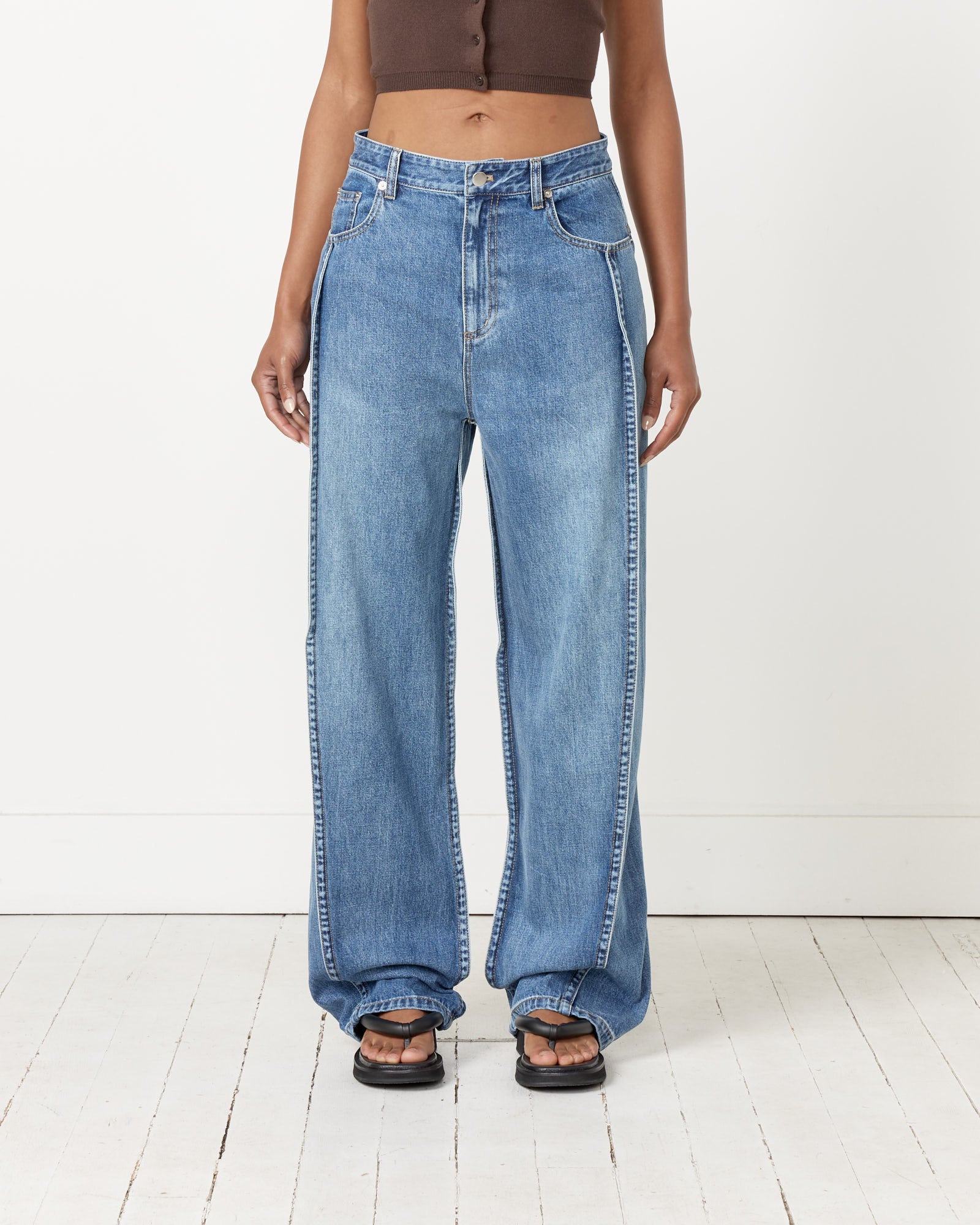 Tibi Spring Denim Truck Jeans Classic Blue - Classic Blue / 25 (258049)