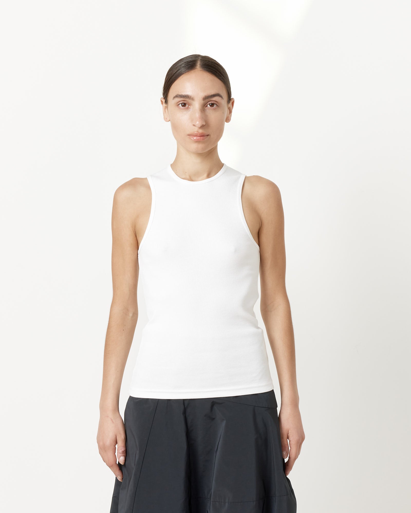 Tibi Ribbed Tank White - White / XS (258070)