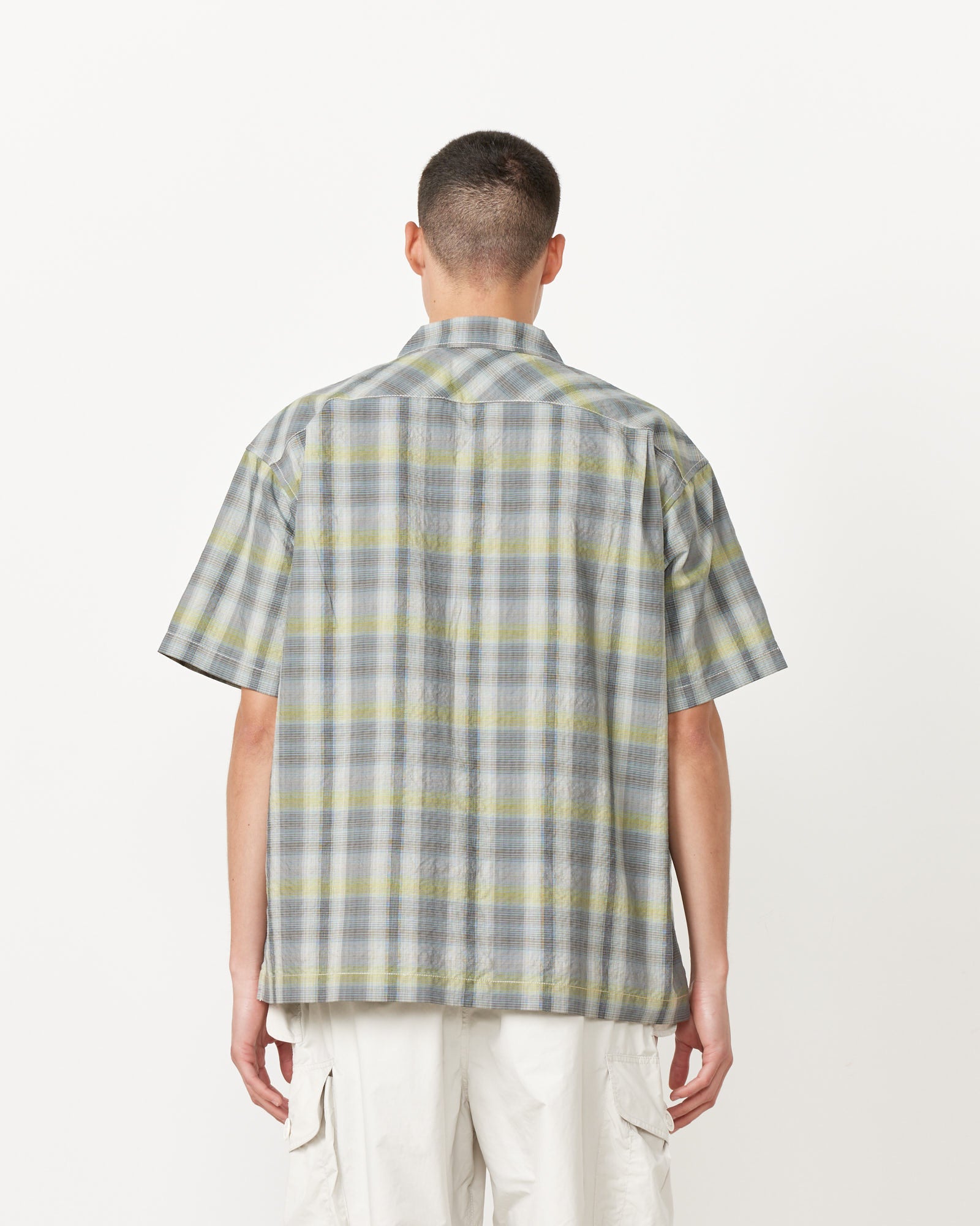 And Wander 52 Dry Check Open S/S Shirt Grey - Grey / XL (258244)