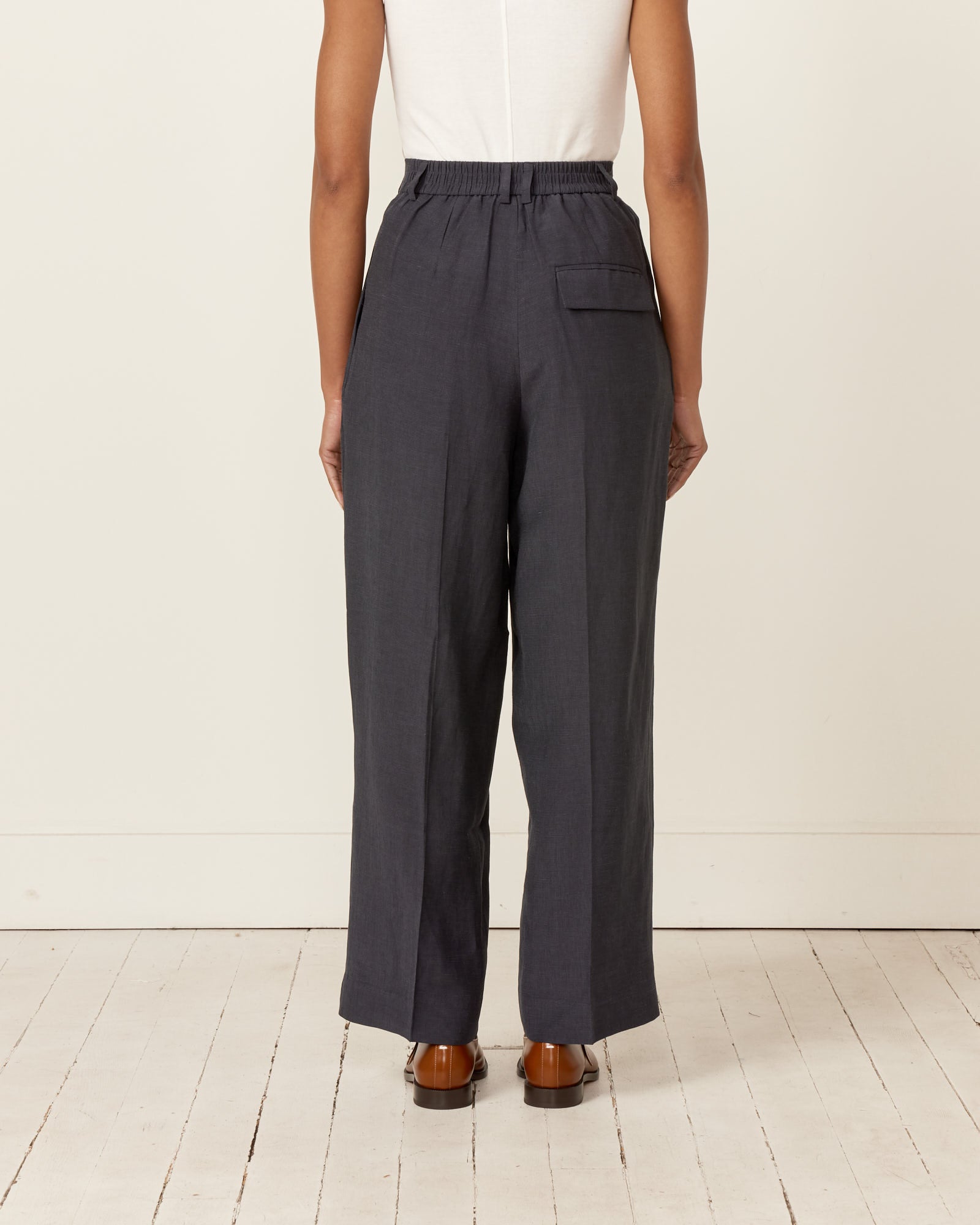 Mijeong Park Linen Blend Wide Leg Pants Navy - Navy / XS (258356)