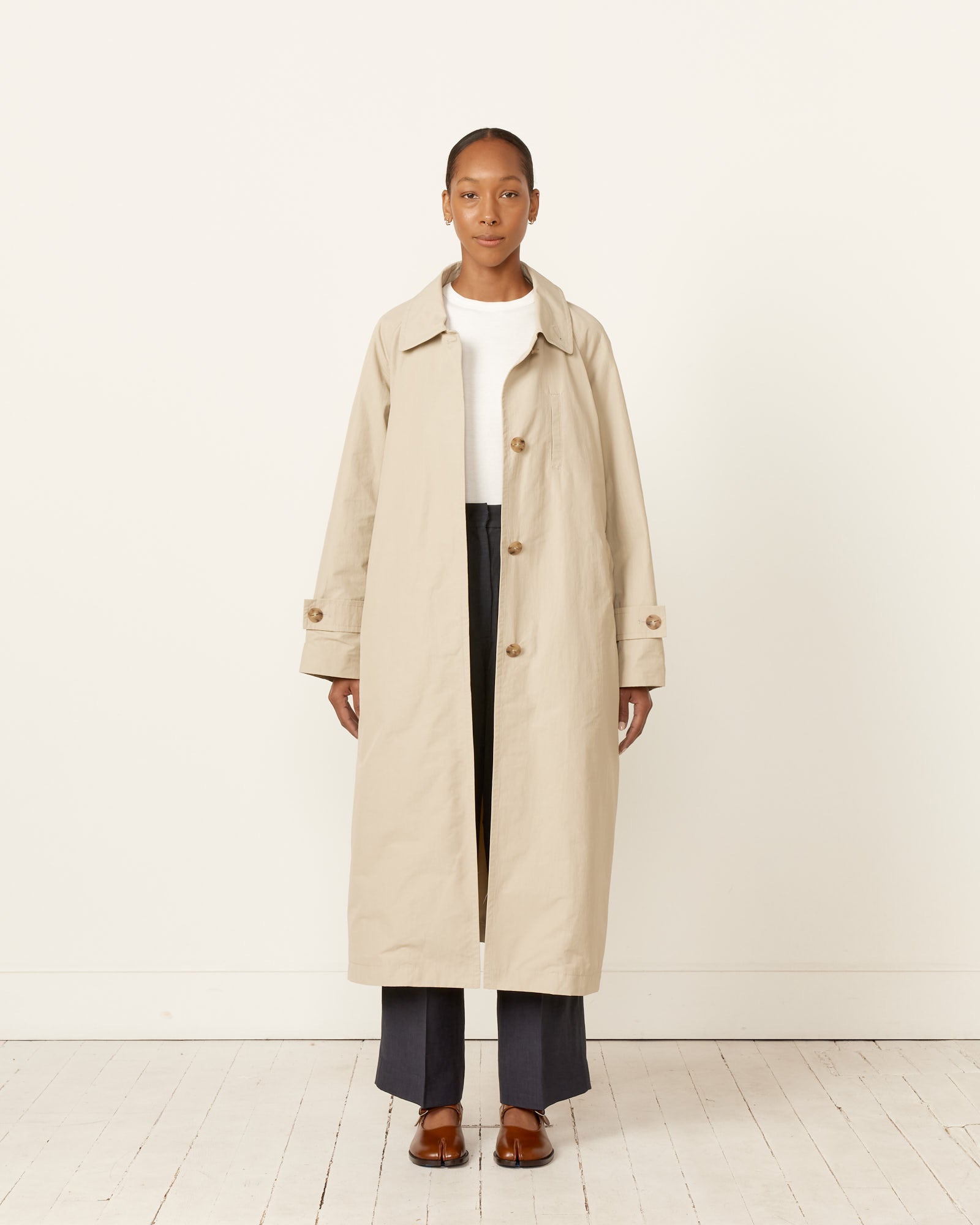 Mijeong Park Cotton Blend Long Trench Stone - Stone / XS/S (258366)