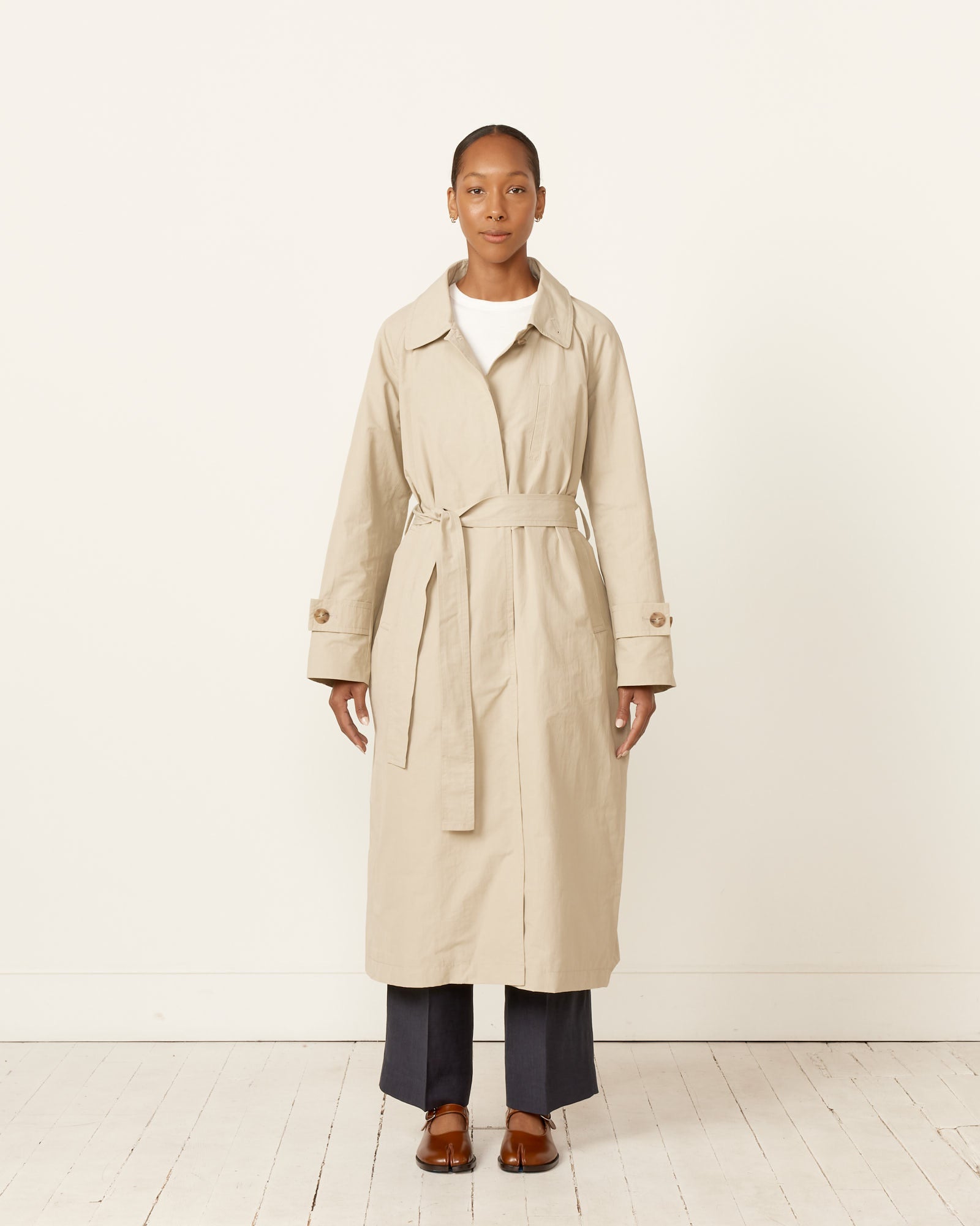 Mijeong Park Cotton Blend Long Trench Stone - Stone / XS/S (258366)