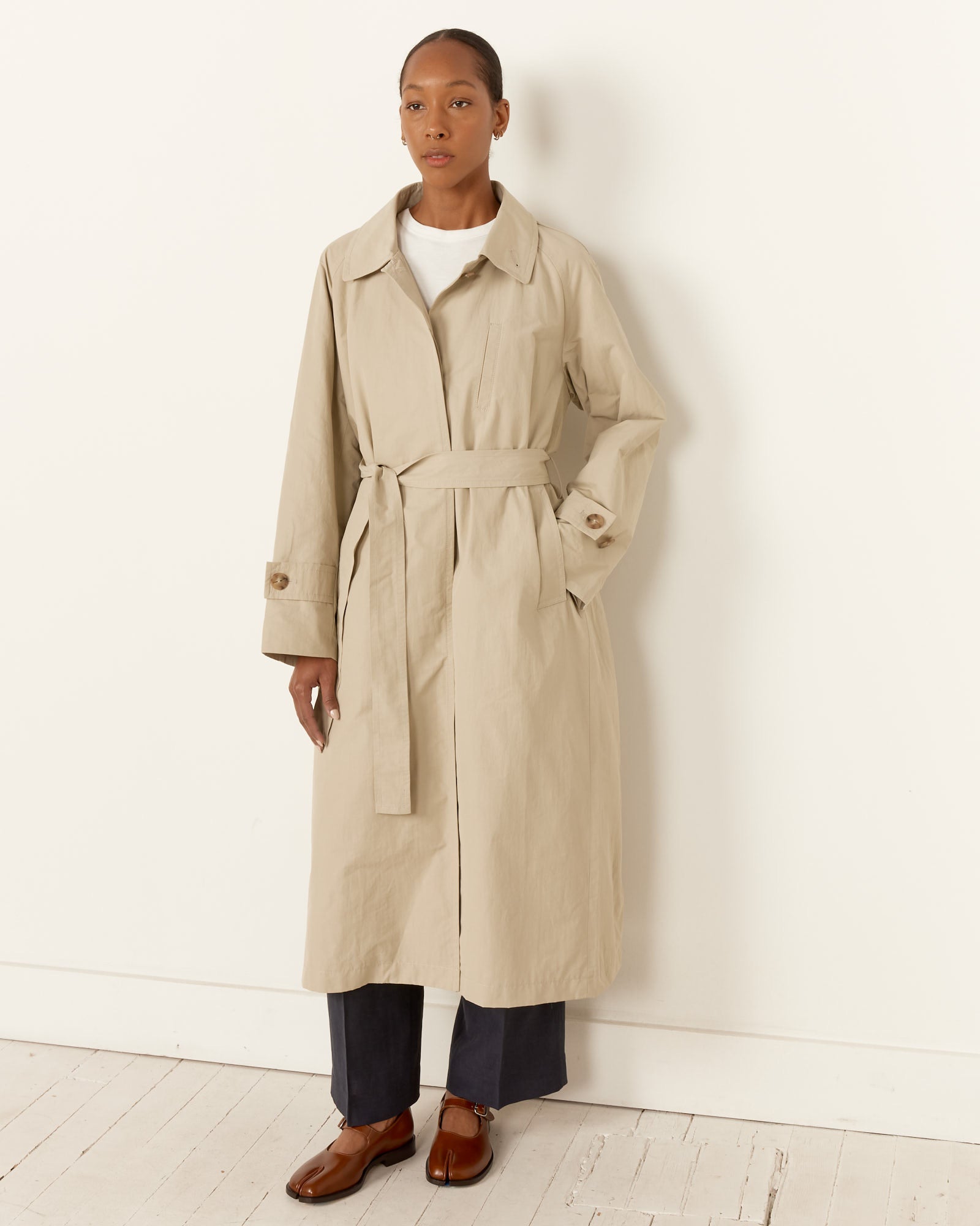 Mijeong Park Cotton Blend Long Trench Stone - Stone / XS/S (258366)