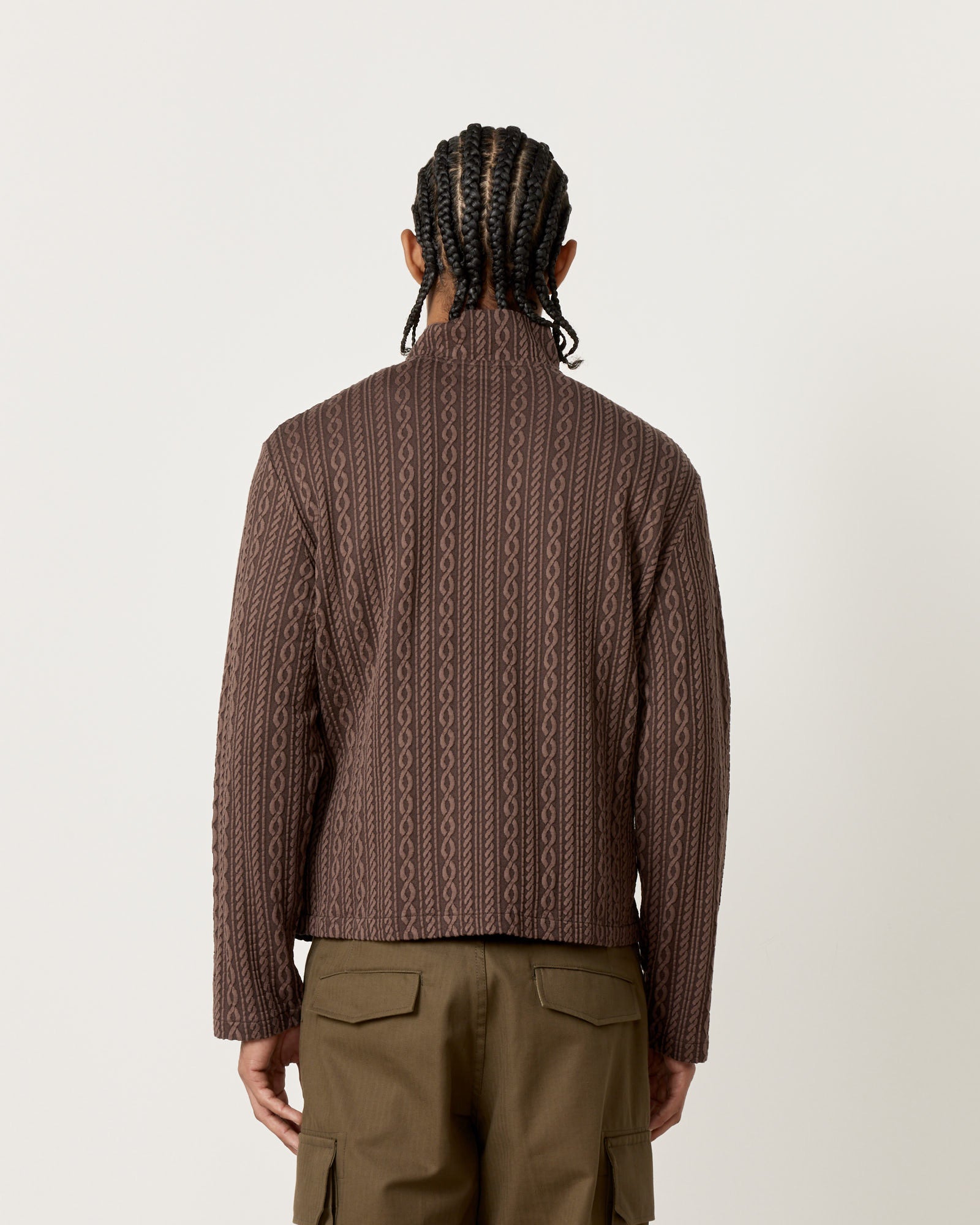 Our Legacy Shrunken Full Zip Polo Indulgent Choco Cable Jacquard - Indulgent Choco Cable Jacquard / 48 (258496)