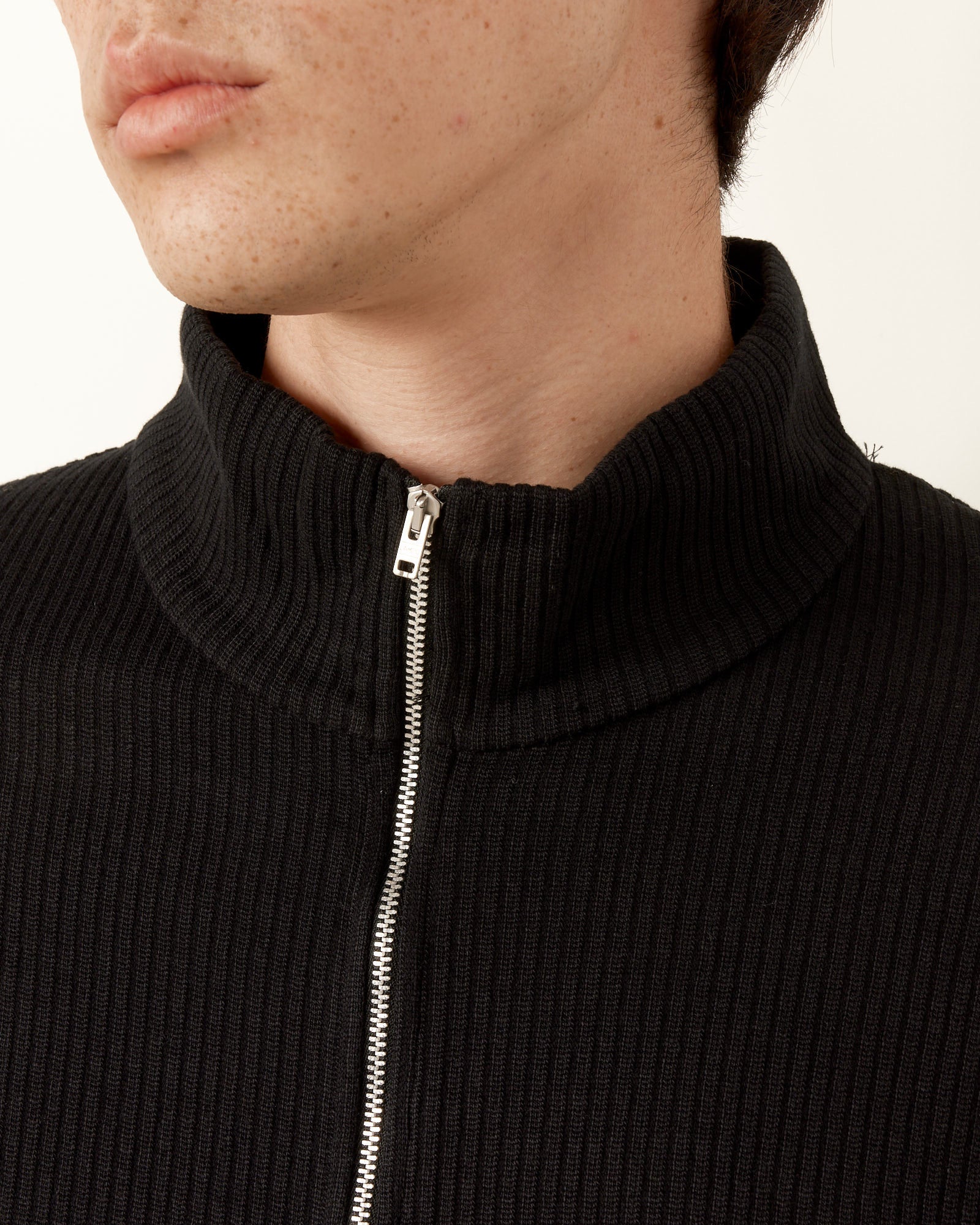 Our Legacy Shrunken Full Zip Polo Black Rib - Black Rib / 50 (258501)