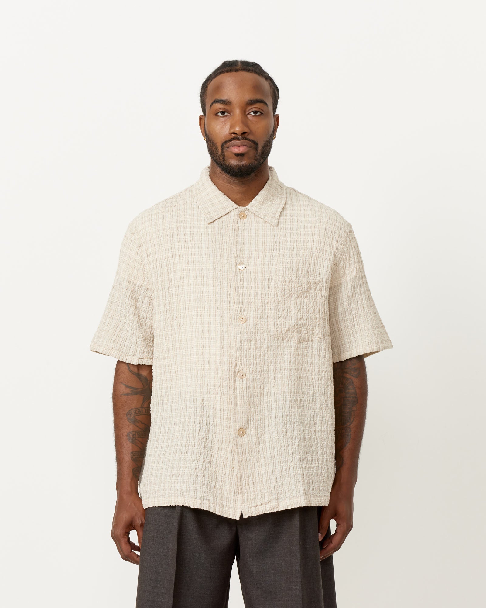 Our Legacy Box S/S Shirt Light Authentic Seersucker - Light Authentic Seersucker / 48 (258542)