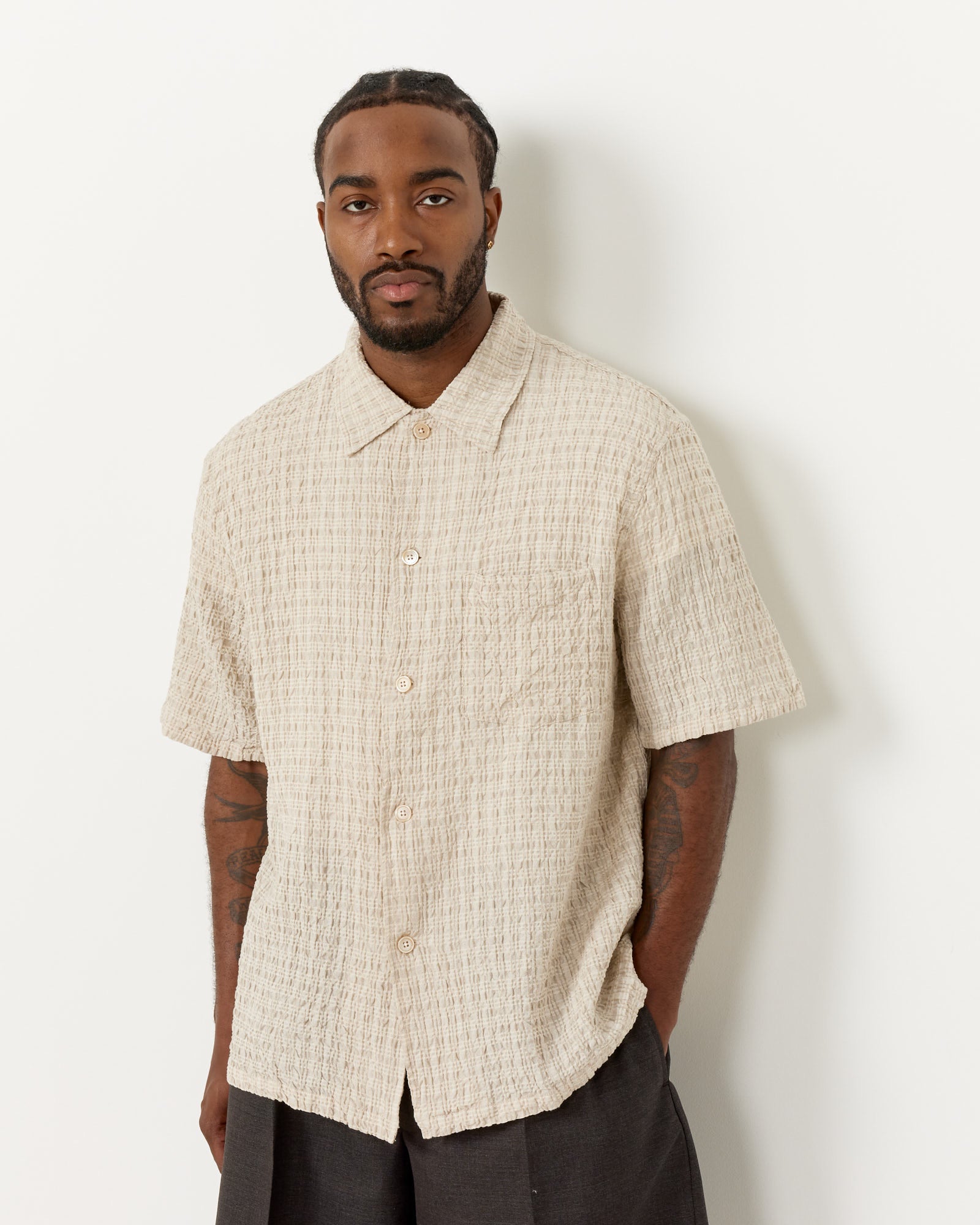 Our Legacy Box S/S Shirt Light Authentic Seersucker - Light Authentic Seersucker / 48 (258542)