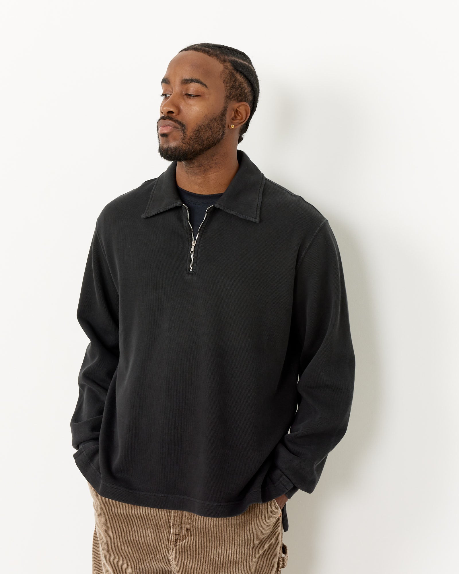 Our Legacy Lad Sweatshirt Worn Black Athletic rib - Worn Black Athletic rib / 48 (258550)