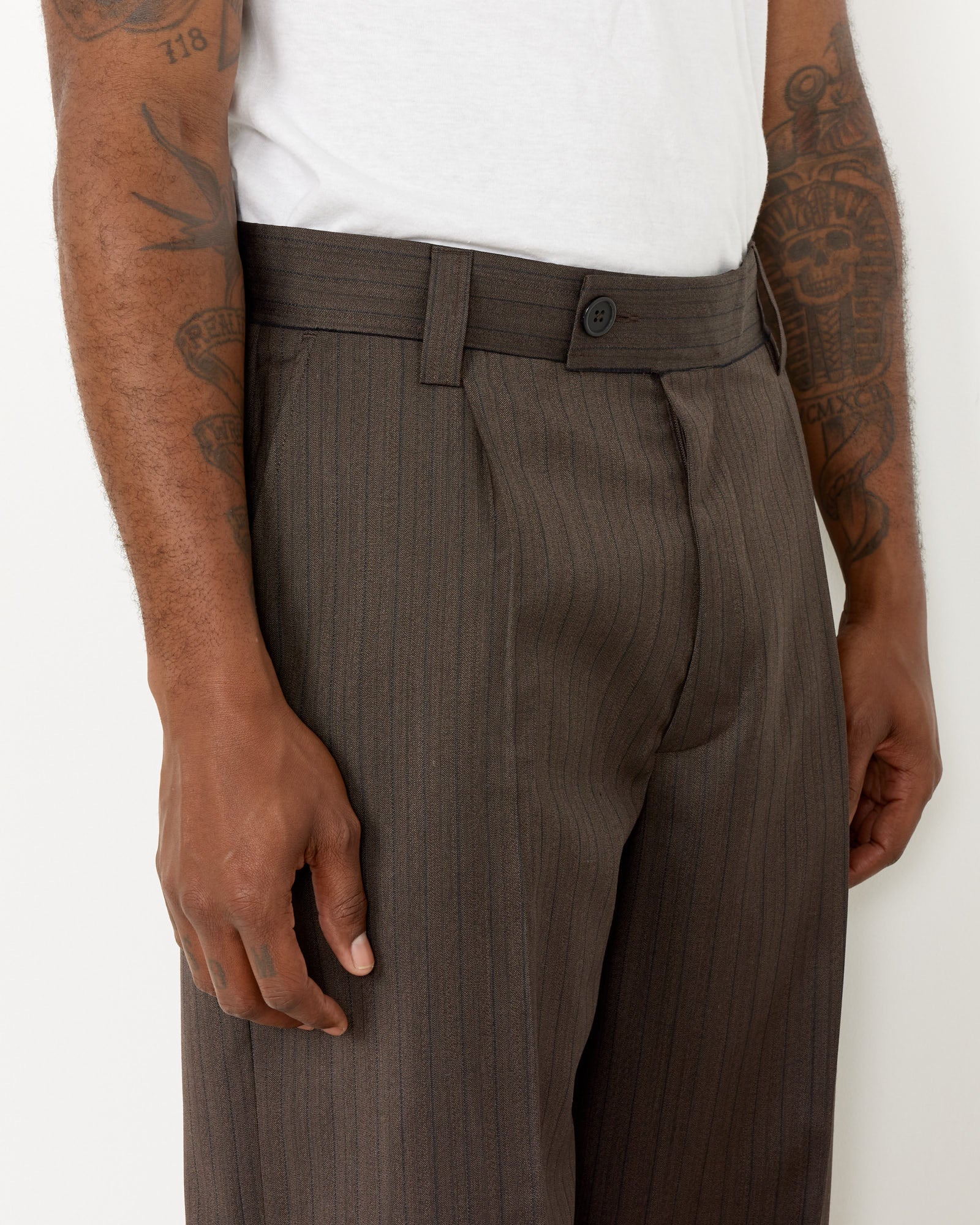 mfpen Patch Trousers Vintage Pinstripe - Vintage Pinstripe / M (258640)