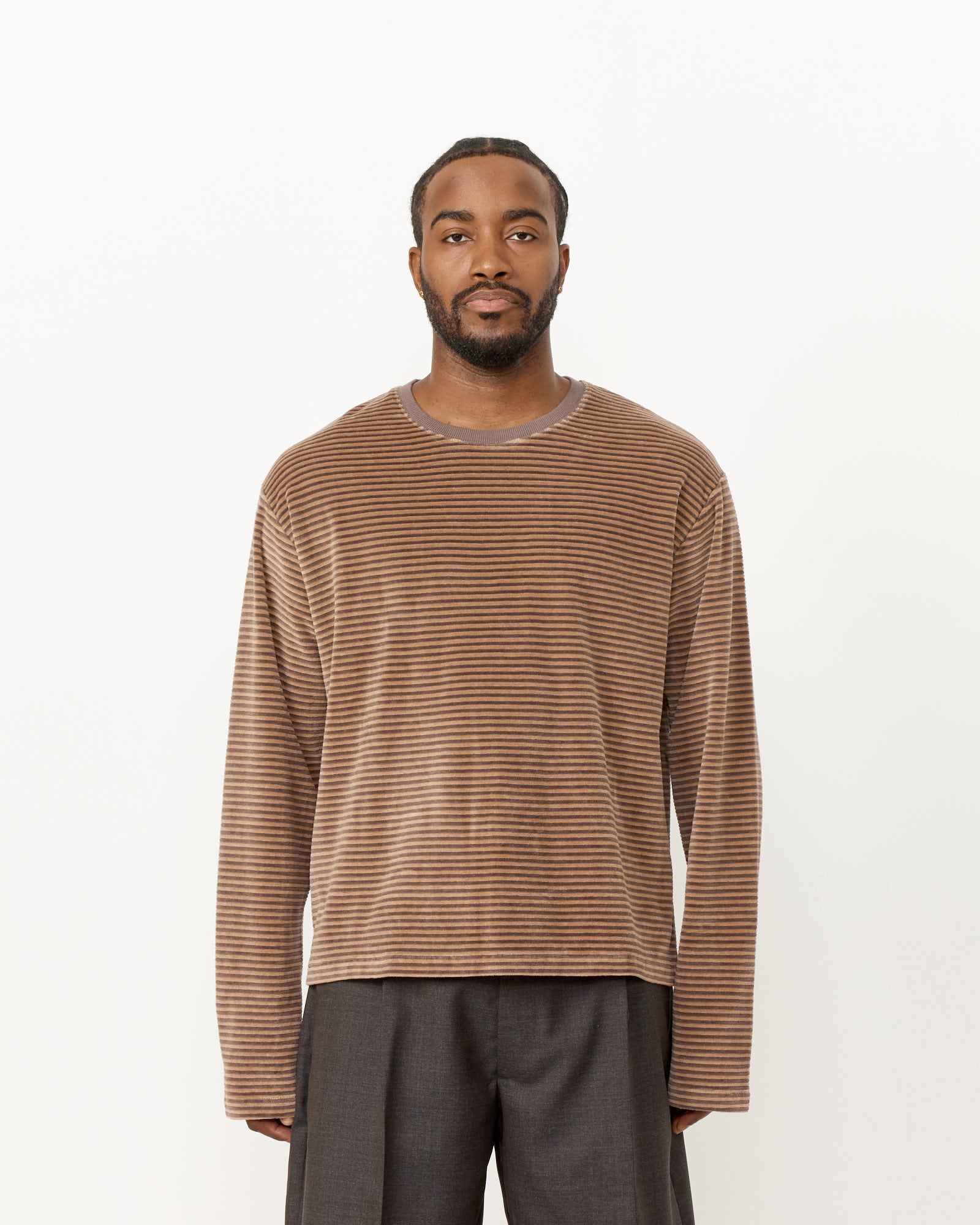 mfpen Striped Velvet Sweater Caramel - Caramel / M (258656)