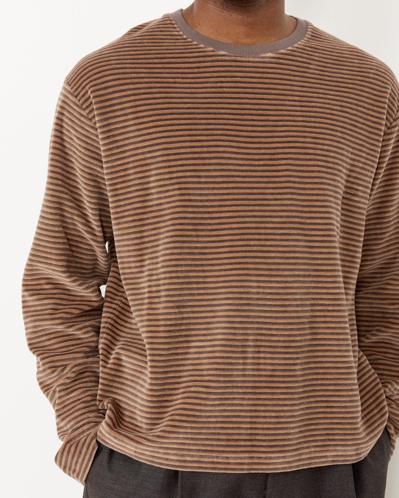 mfpen Striped Velvet Sweater Caramel - Caramel / M (258656)