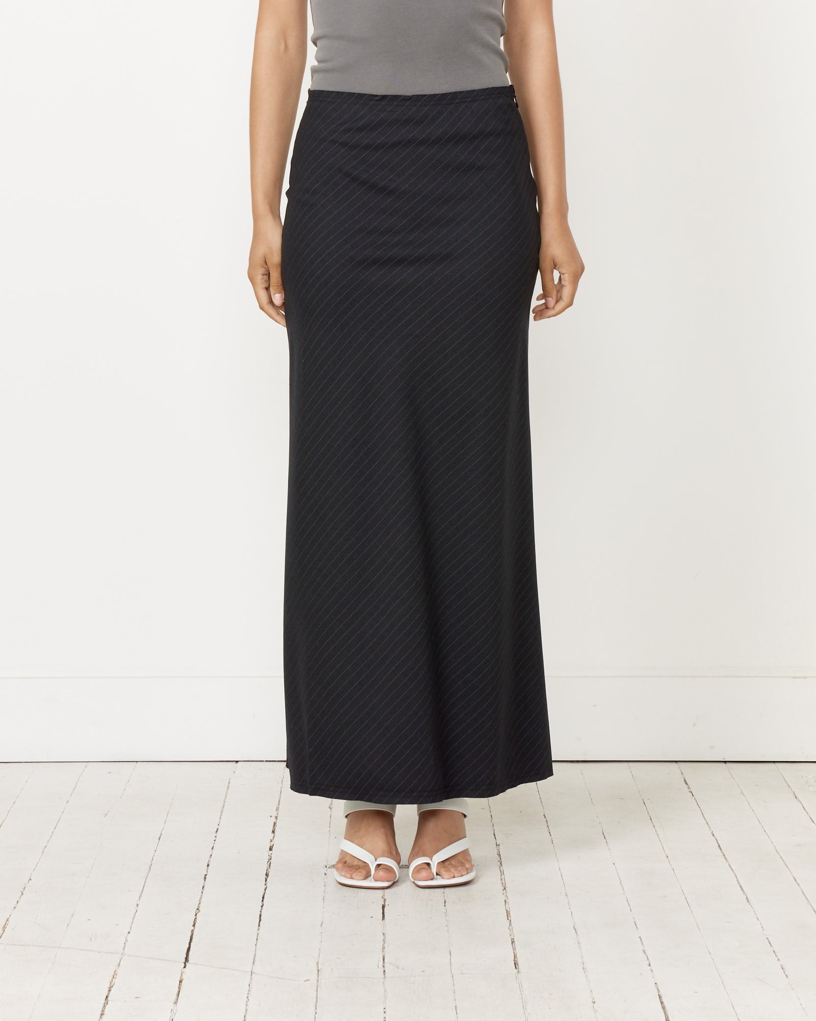 St. Agni Pinstripe Maxi Skirt Black - Black / XS (258822)