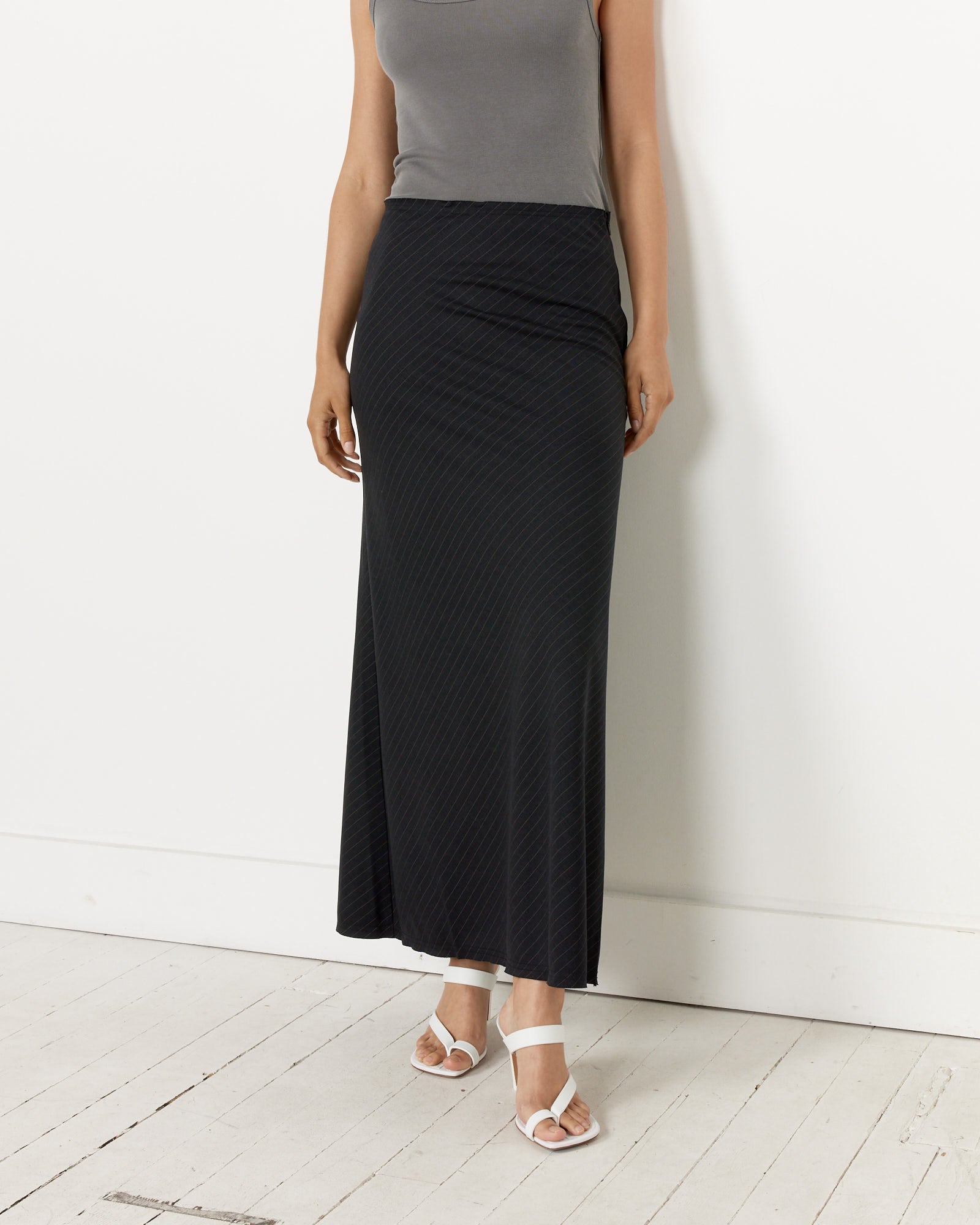 St. Agni Pinstripe Maxi Skirt Black - Black / XS (258822)