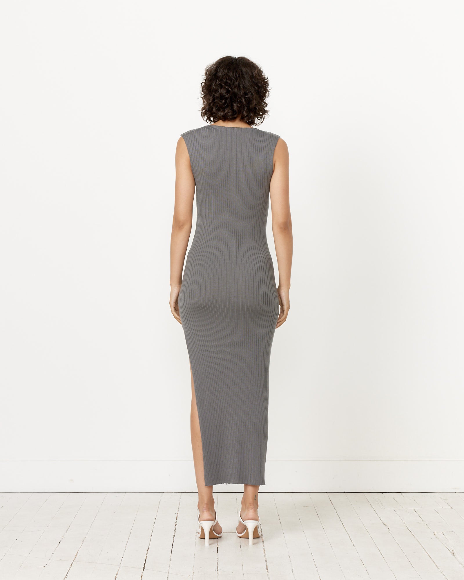 St. Agni Cut Away Knit Dress Stone Grey - Stone Grey / XS (258826)