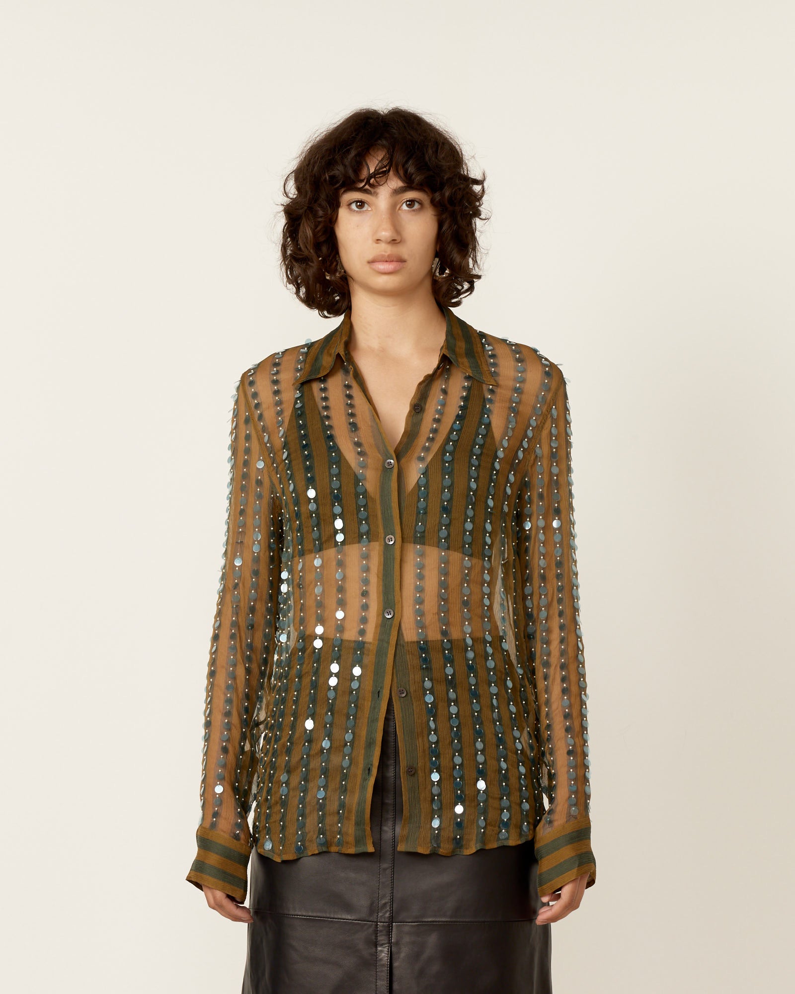 Chowy Sequinned Shirt - Khaki / 38 (259047)