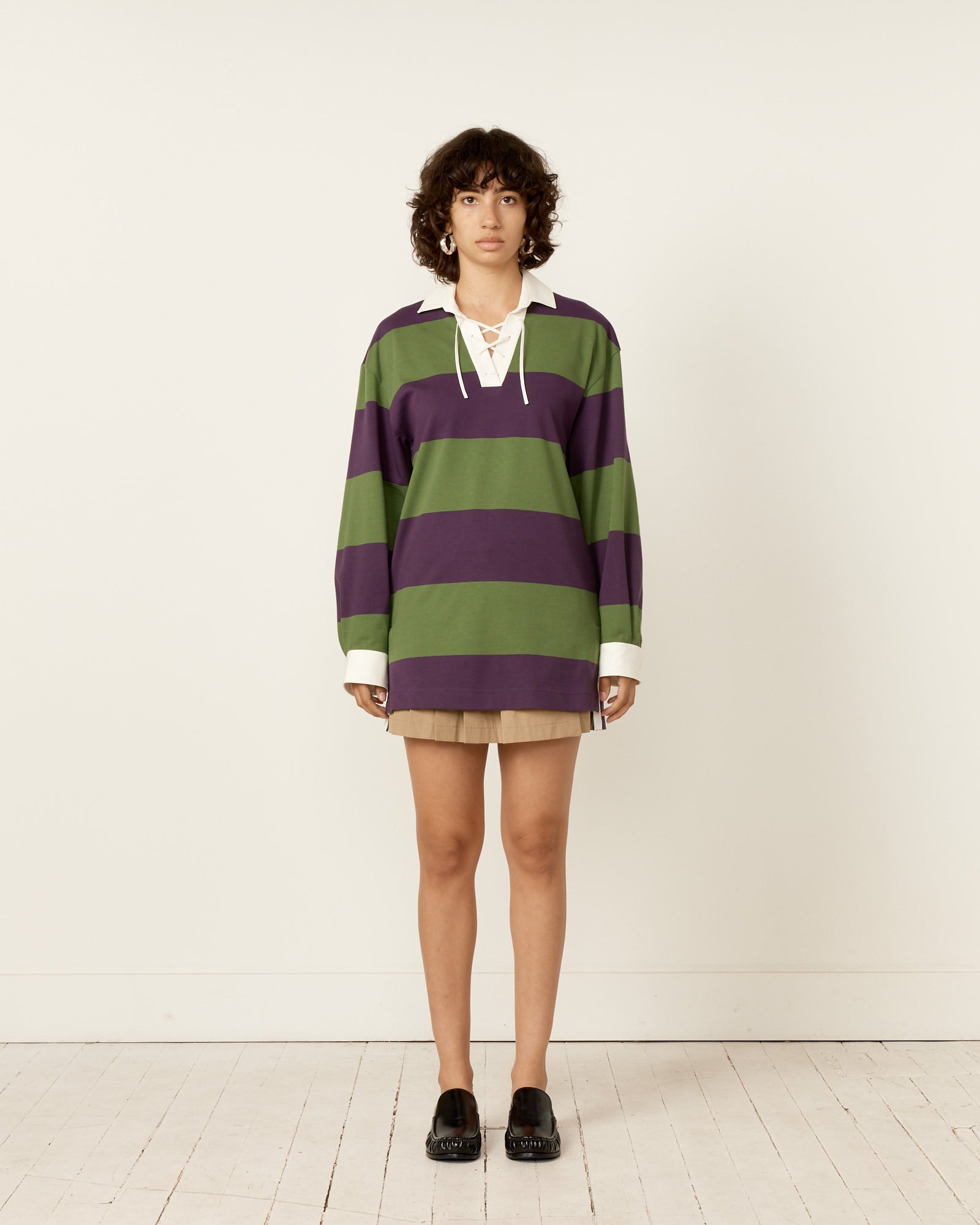 Chu Striped Rugby Shirt - Dark Purple / S (259048)