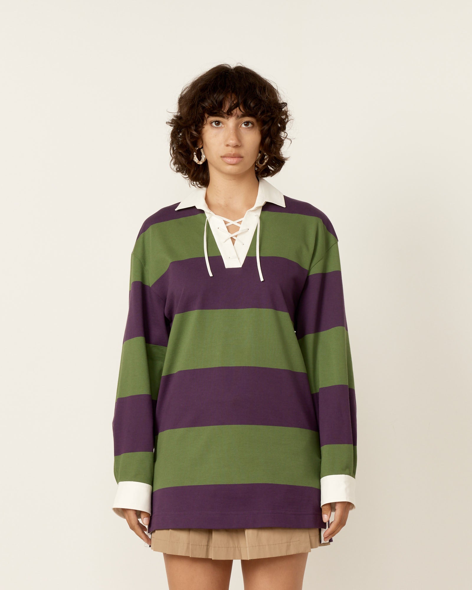 Chu Striped Rugby Shirt - Dark Purple / S (259048)