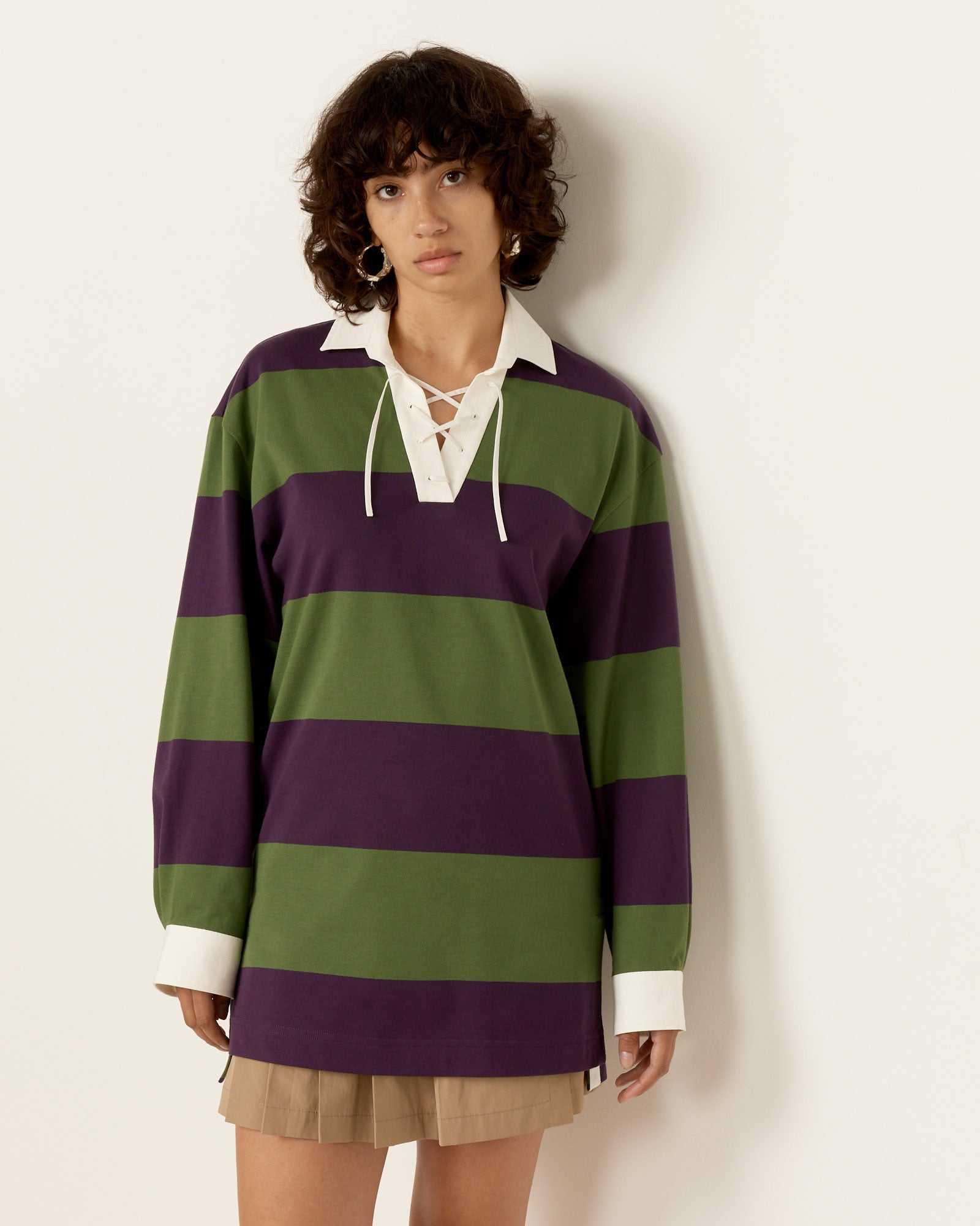 Chu Striped Rugby Shirt - Dark Purple / S (259048)