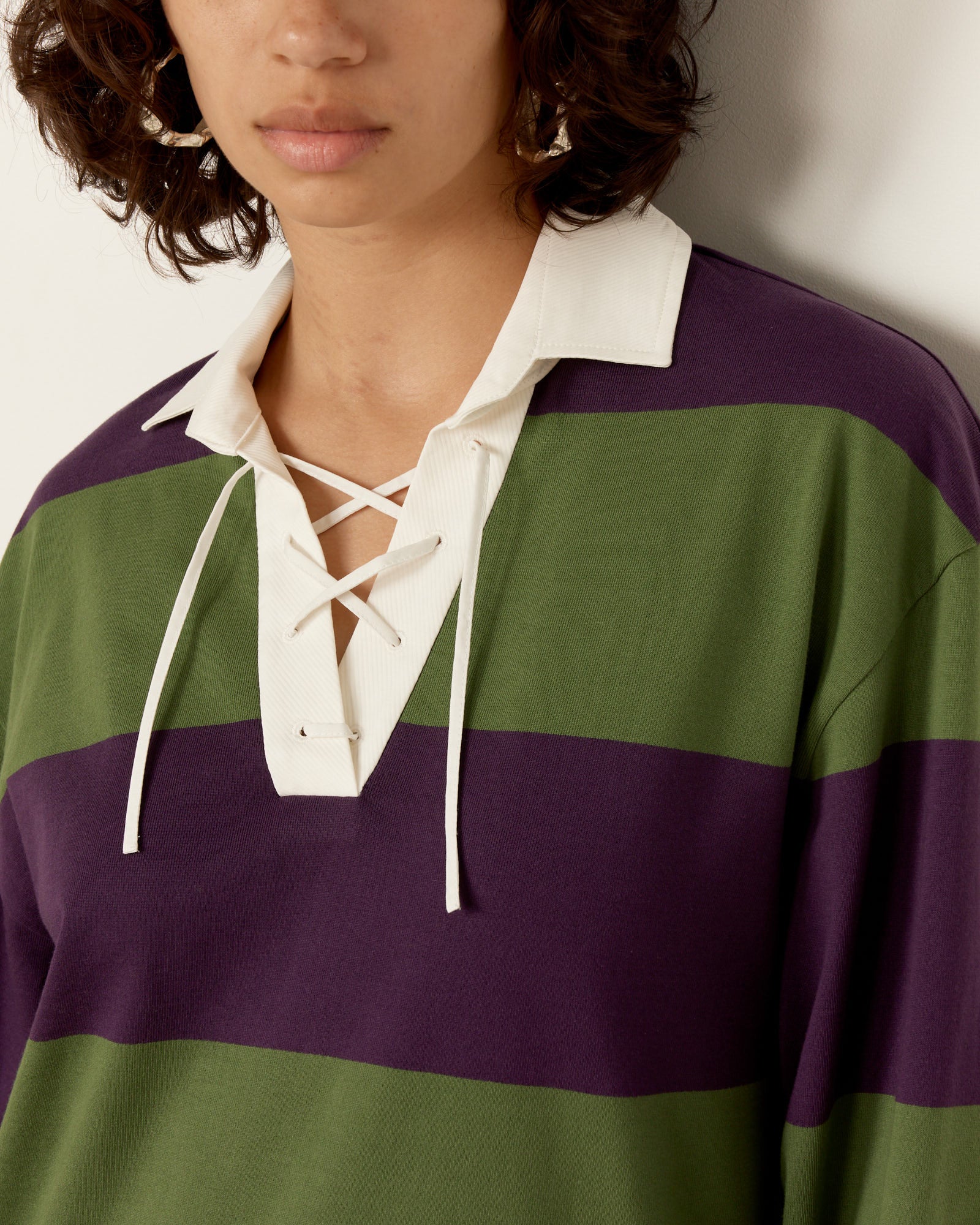 Chu Striped Rugby Shirt - Dark Purple / S (259048)