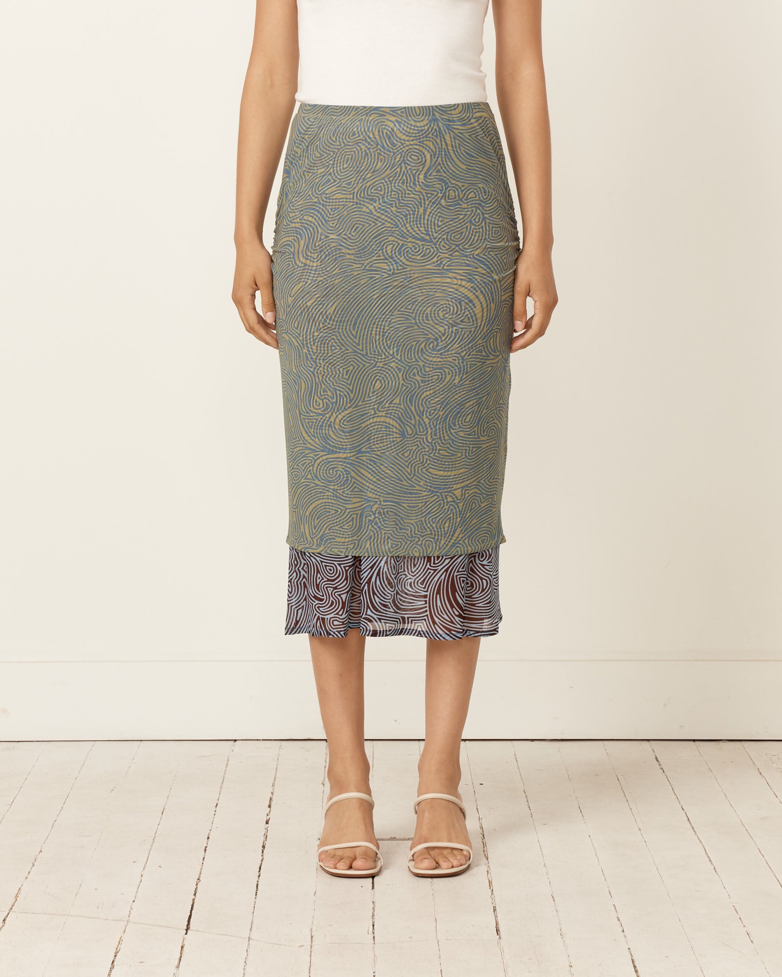 Double Layered Skirt - Khaki / S (259098)