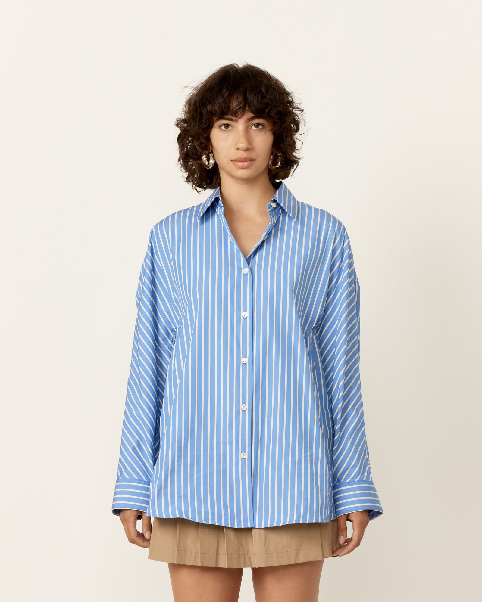 Oversized Denim Shirt in Light Blue - Light Blue / XS (259131)