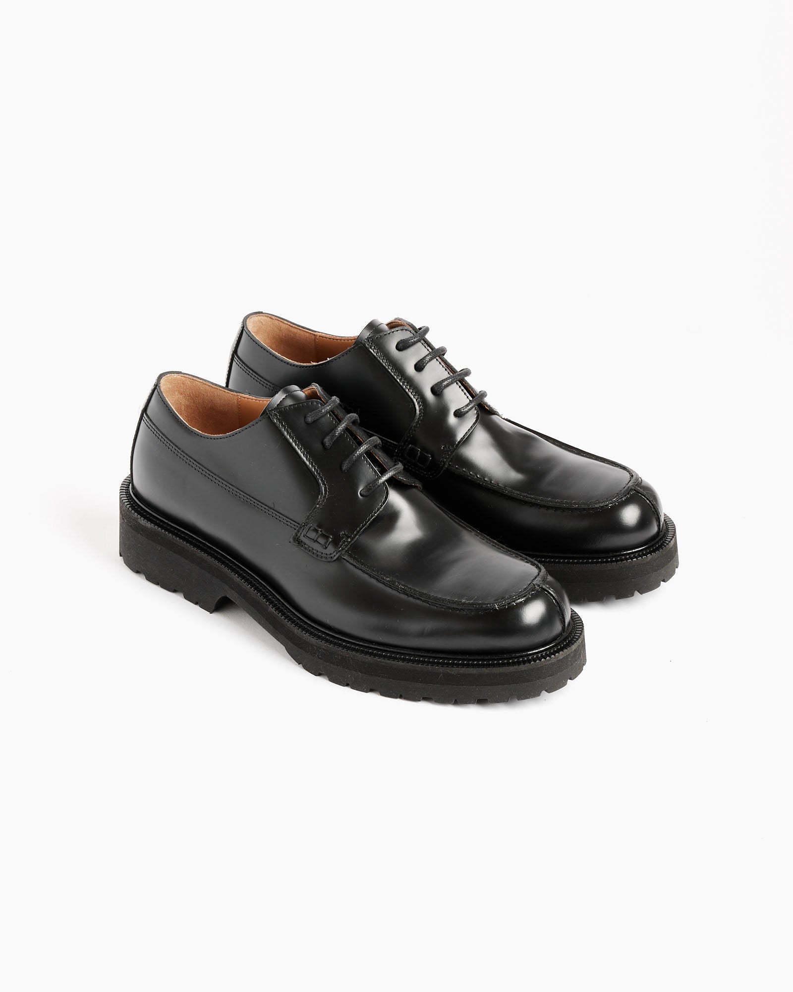 Grained Leather Derbys in Black - Black / 41 (259213)