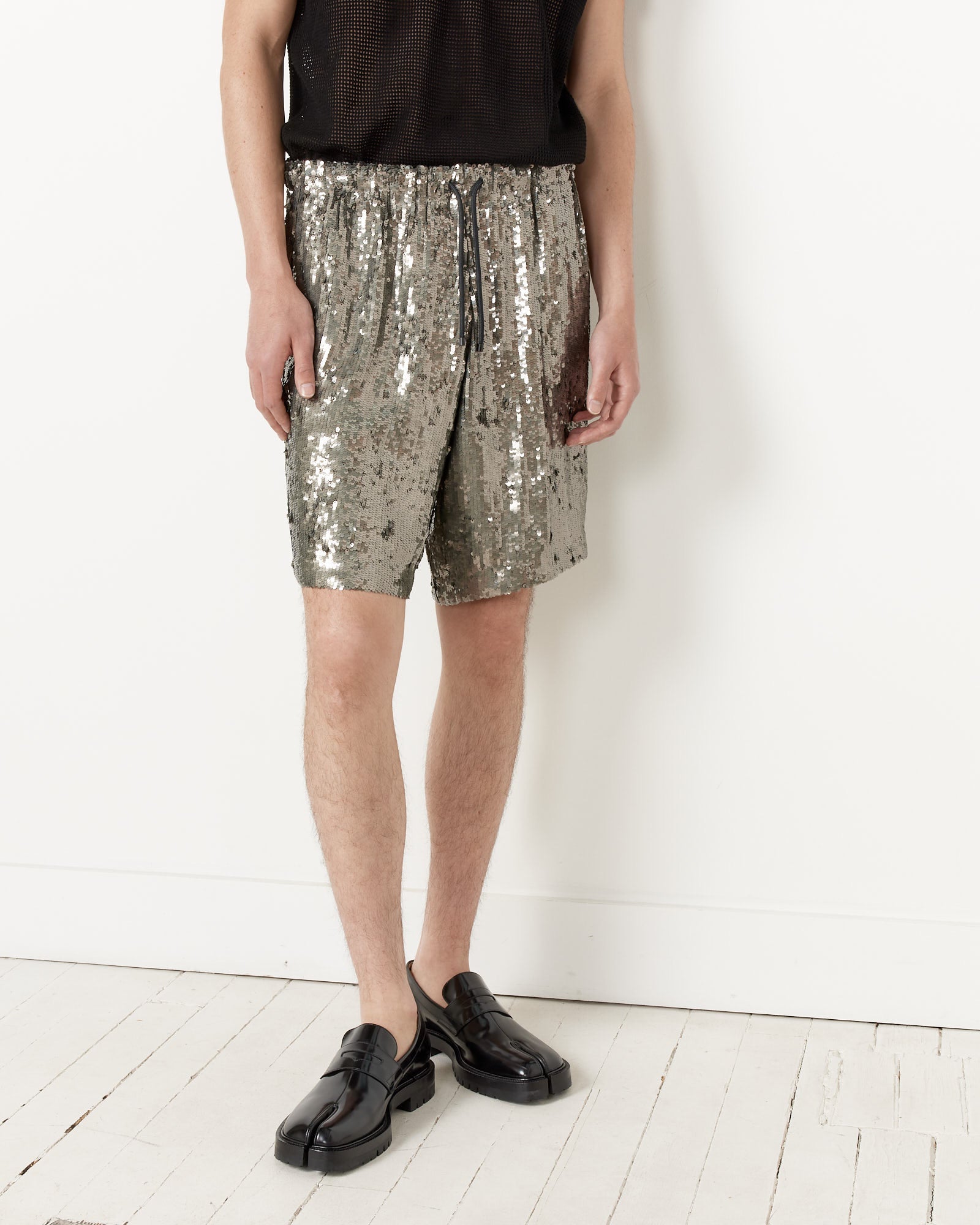 Embellished Shorts in Silver - Silver / 50 (259286)