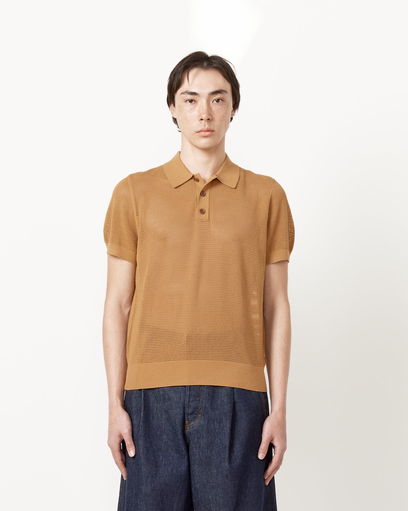 Spread Collar Polo in Cognac - Cognac / L (259344)