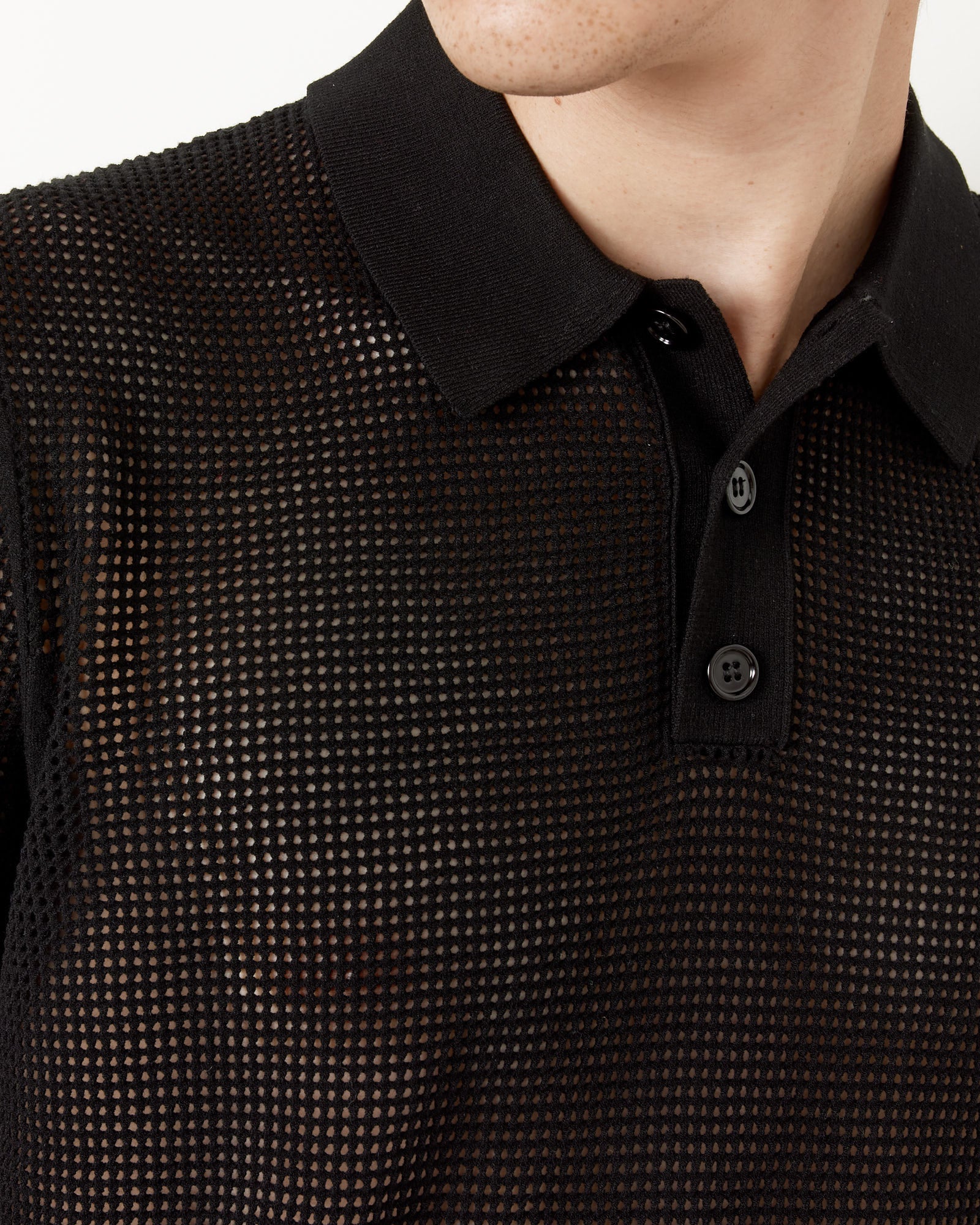 Spread Collar Polo in Black - Black / L (259347)