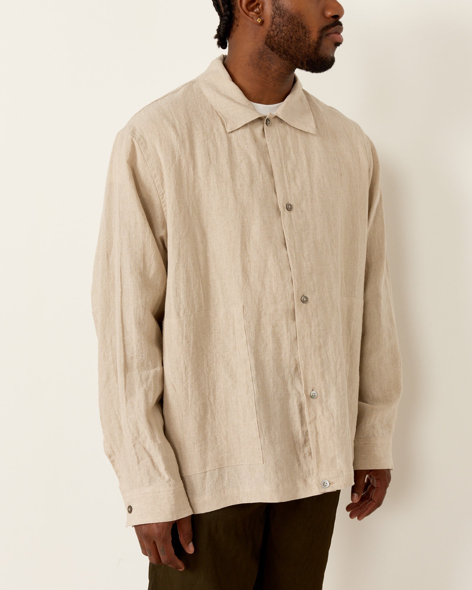 Still By Hand Paper Mixed Shirt Jacket Oatmeal - Oatmeal / 2 (259468)