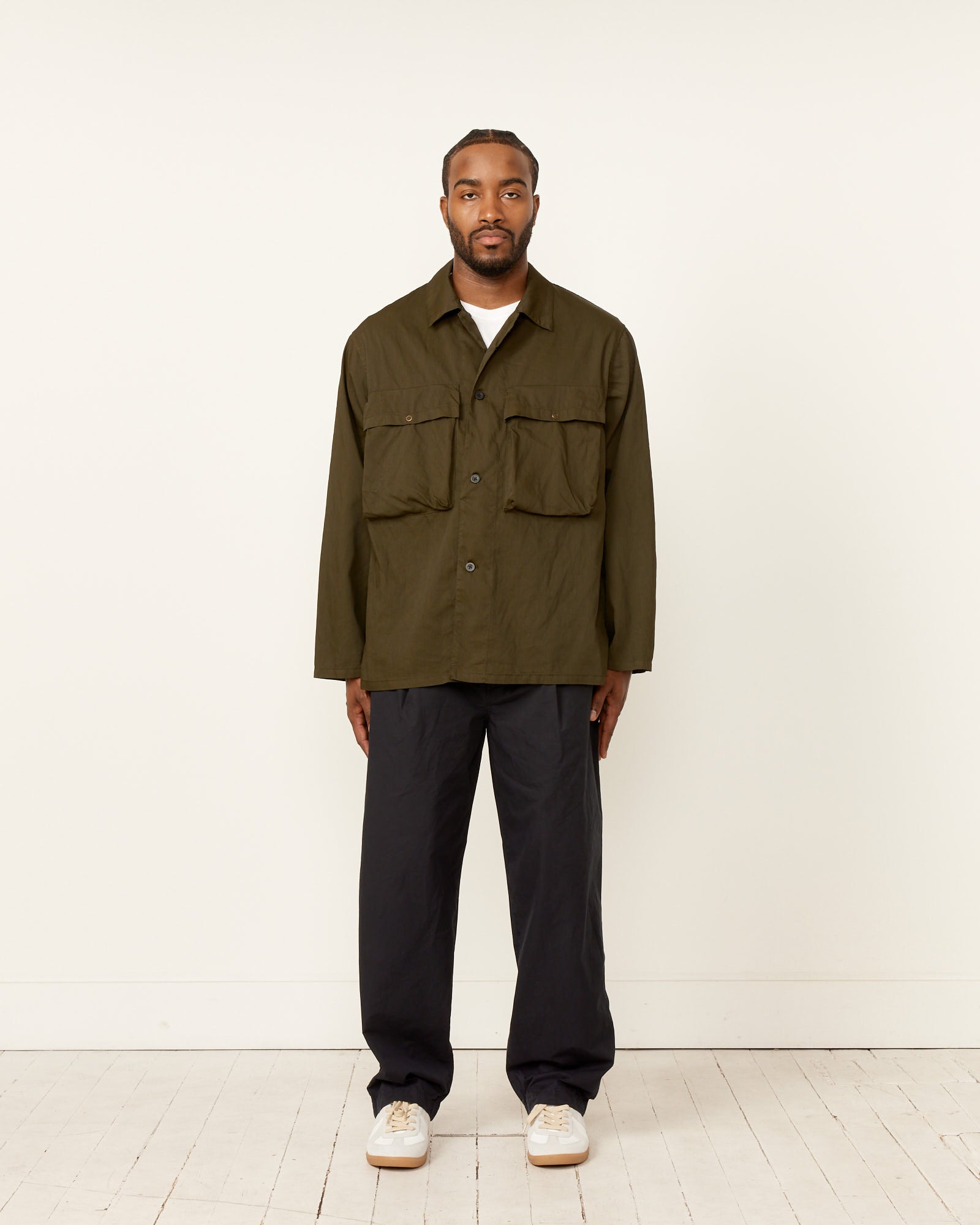 Still By Hand Garment Dye Shirt Jacket Dark Olive - Dark Olive / 2 (259474)