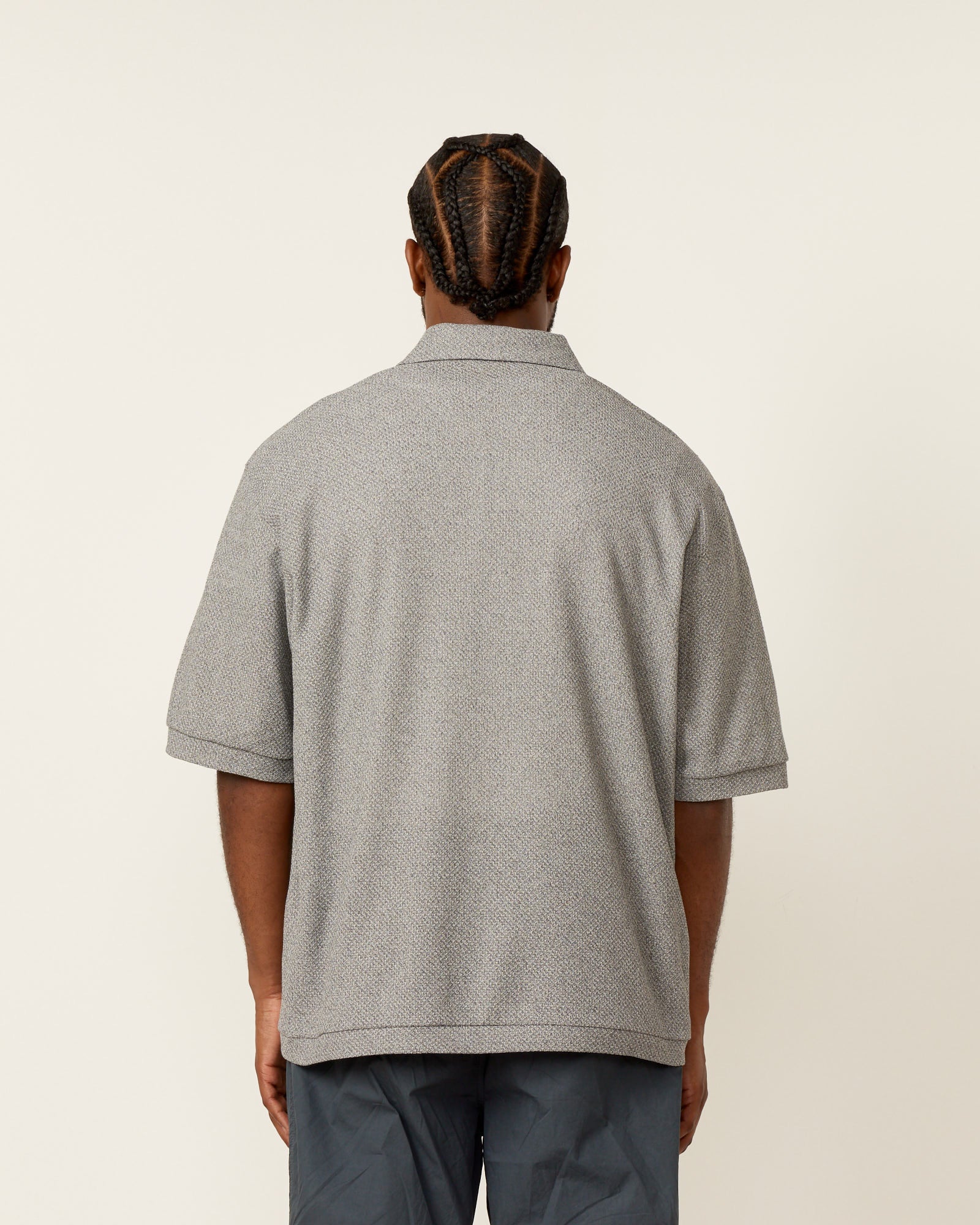 Still By Hand Moss Stitch Polo Shirt Melange Grey - Melange Grey / 2 (259480)