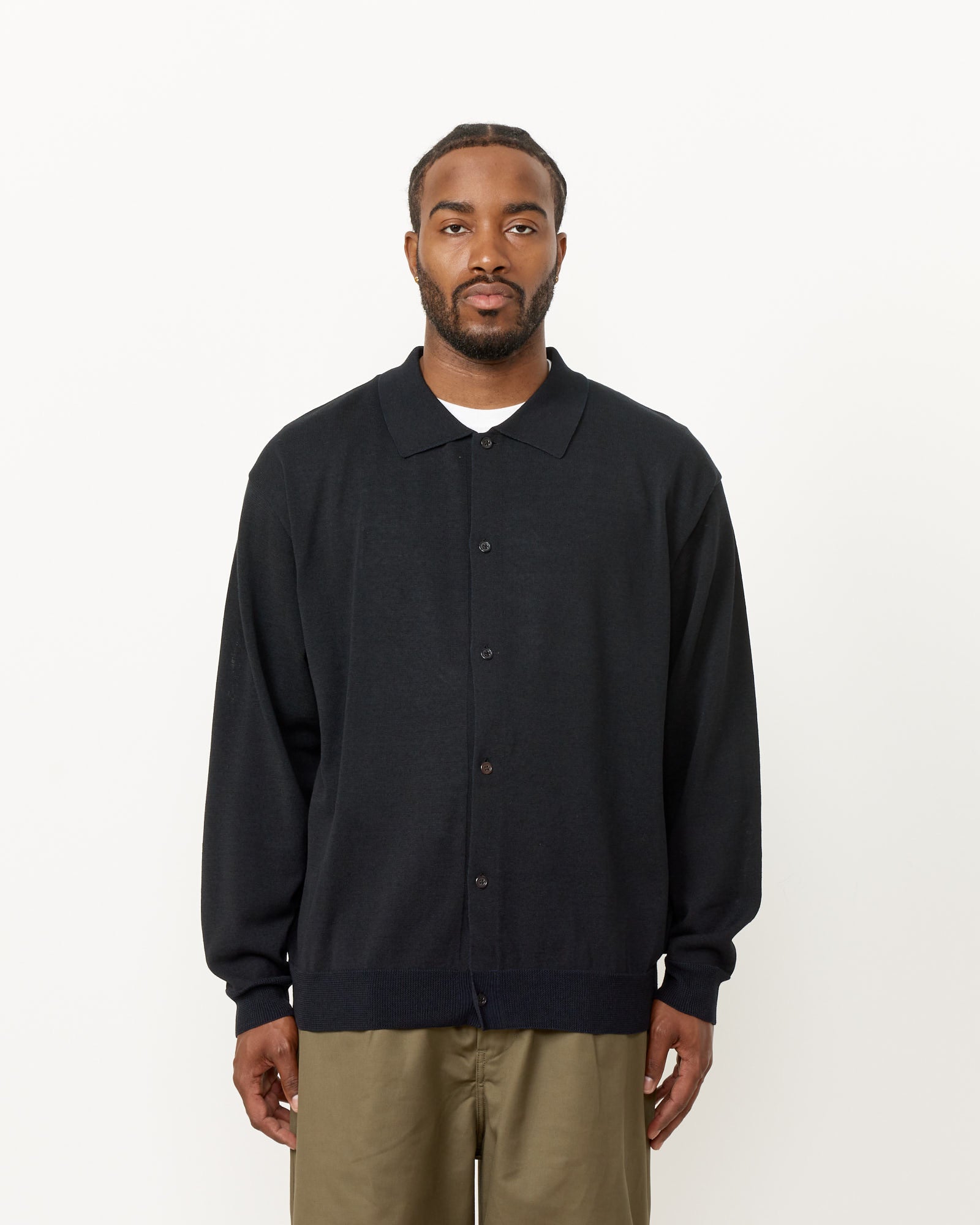 Still By Hand Polo Cardigan Black Navy - Black Navy / 2 (259483)